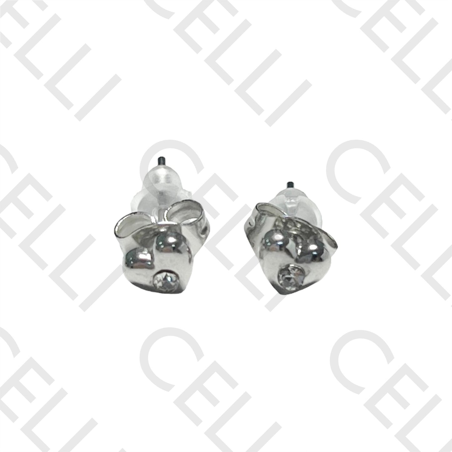 Pendiente Mini Acero - corazón con diamante