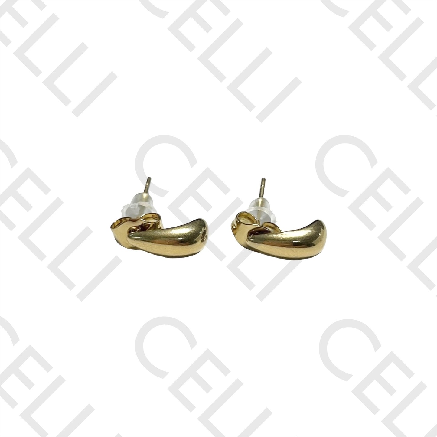 迷你钢质耳环 - 小水滴