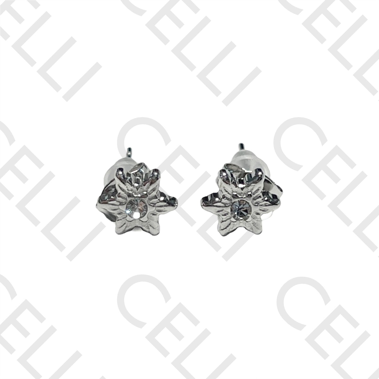 Pendiente Mini Acero - estrella con diamante