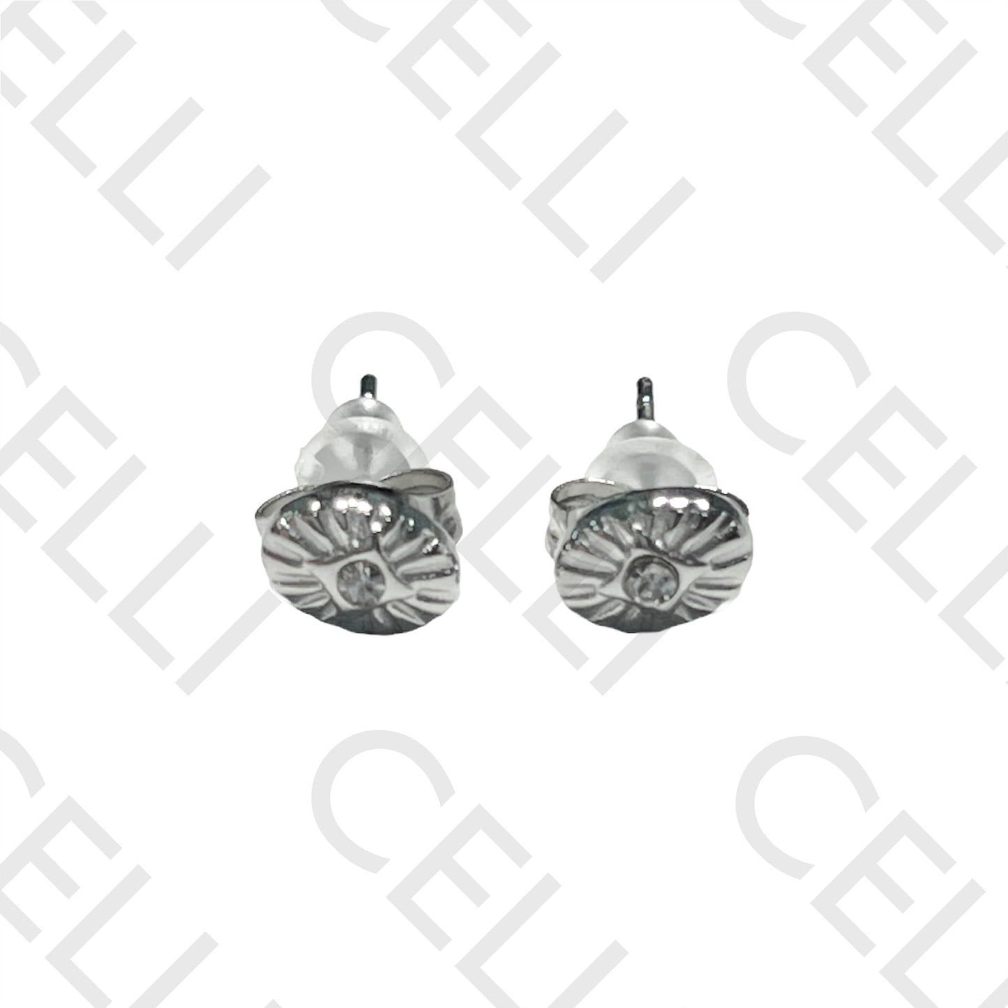 Pendiente Mini Acero - ovalado con diamante