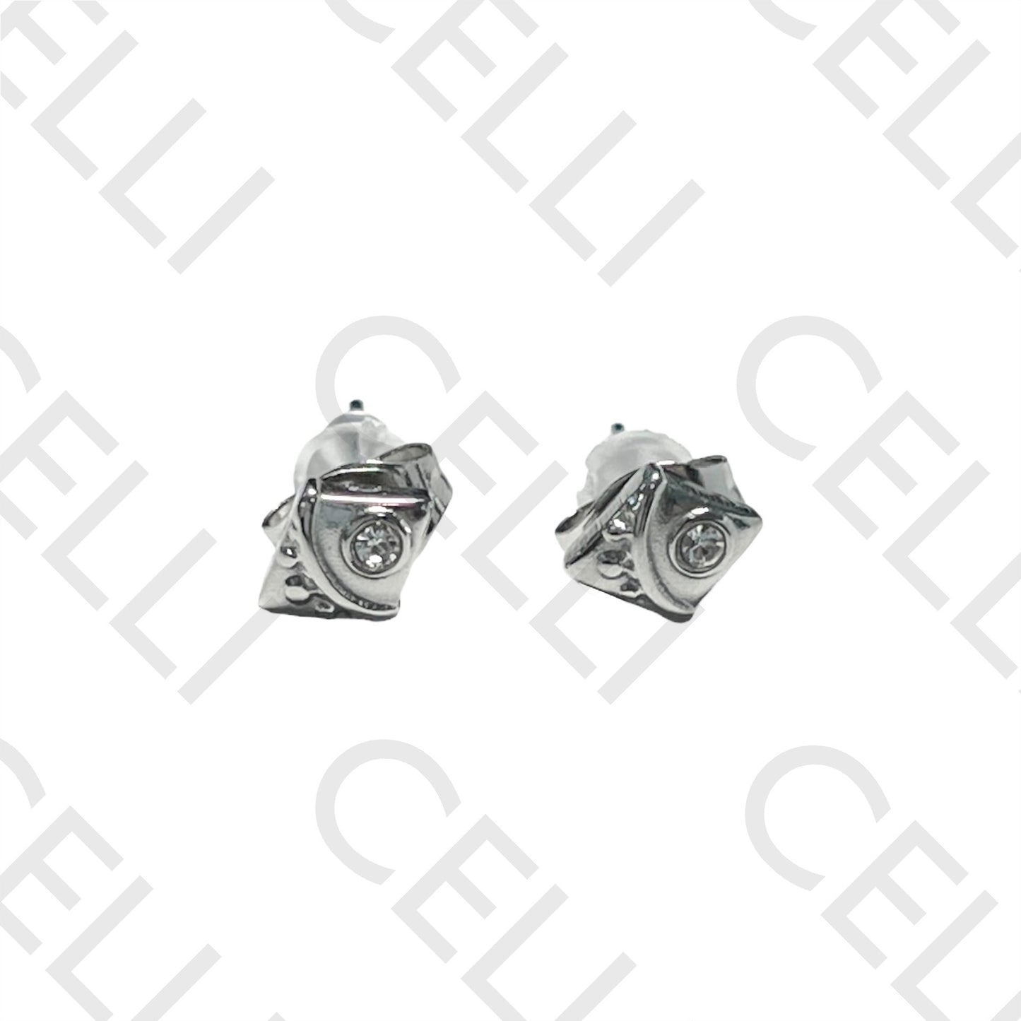 Mini Steel Earring - Diamond with Brilliant Cut
