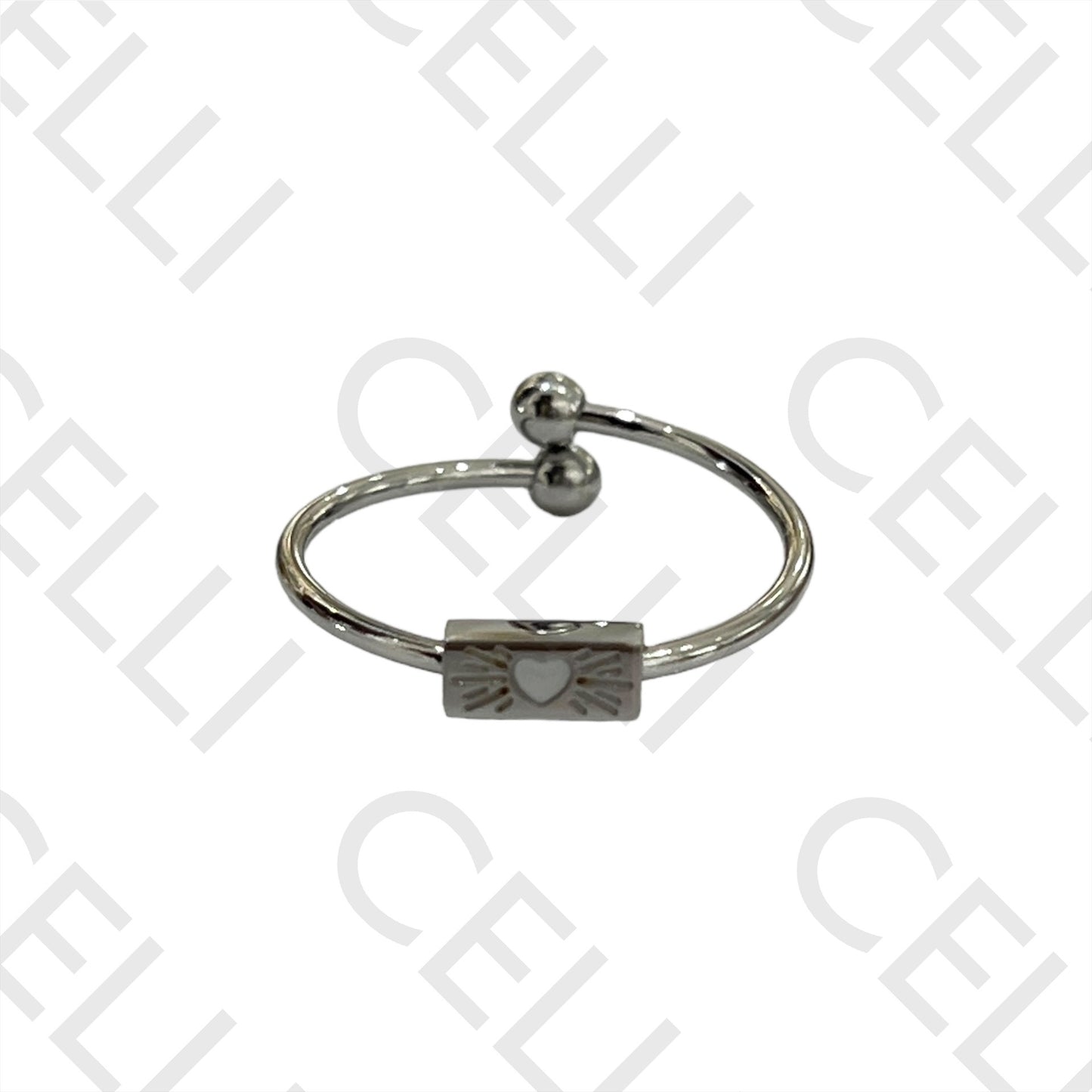 Steel Ring - Rectangular with Heart