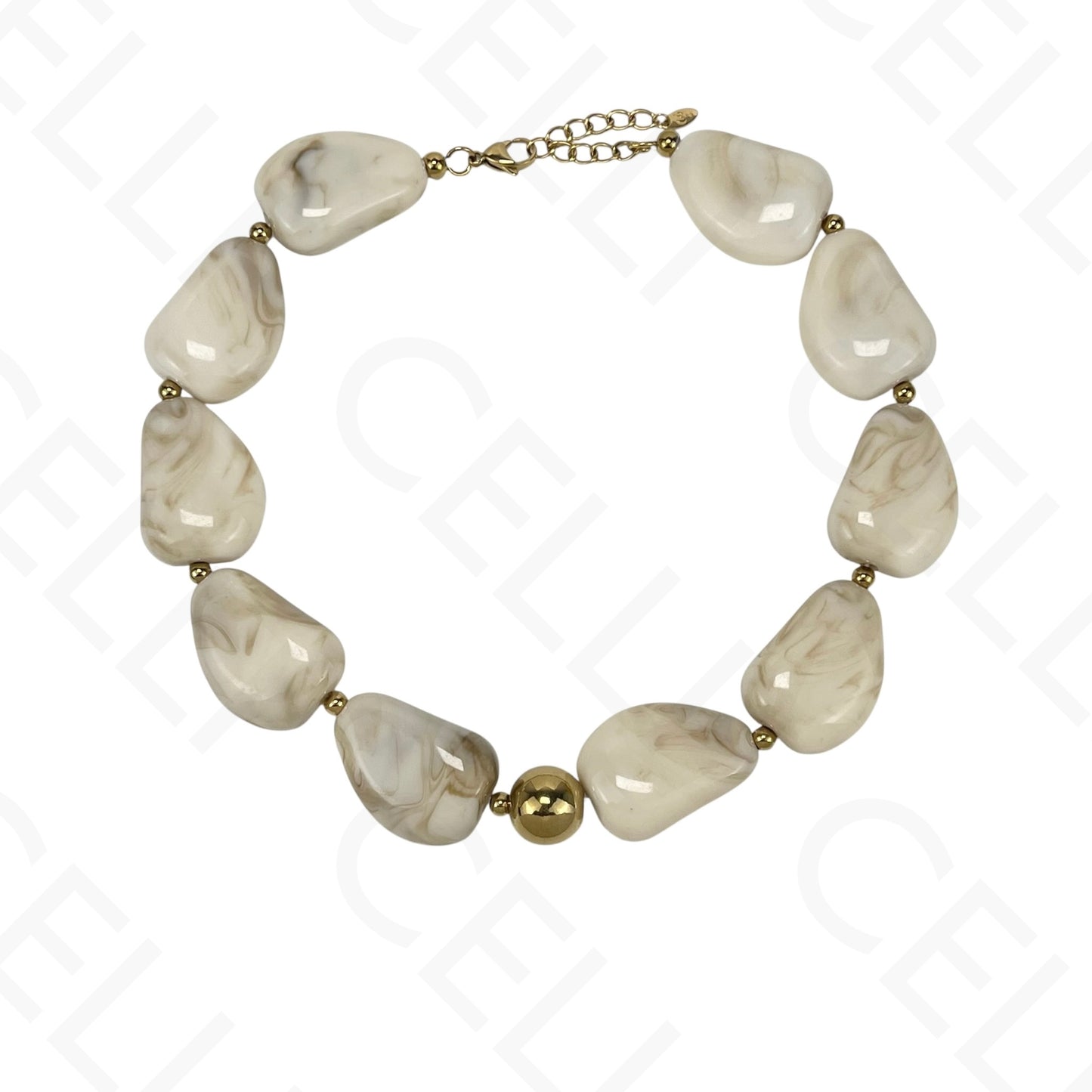 Collar/Pulsera de acero - cuentas de resina grandes (4 colores)