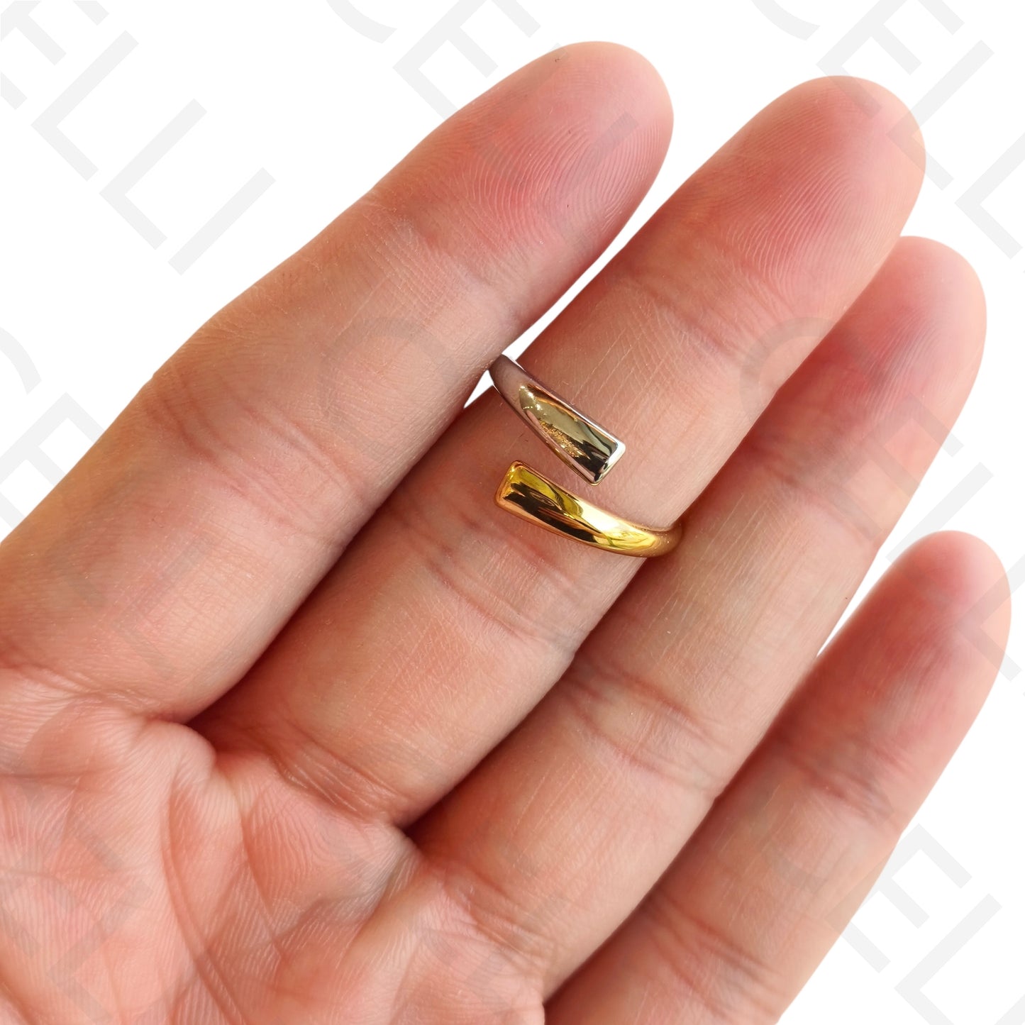 Adjustable Steel Ring - Bicolor Crossed