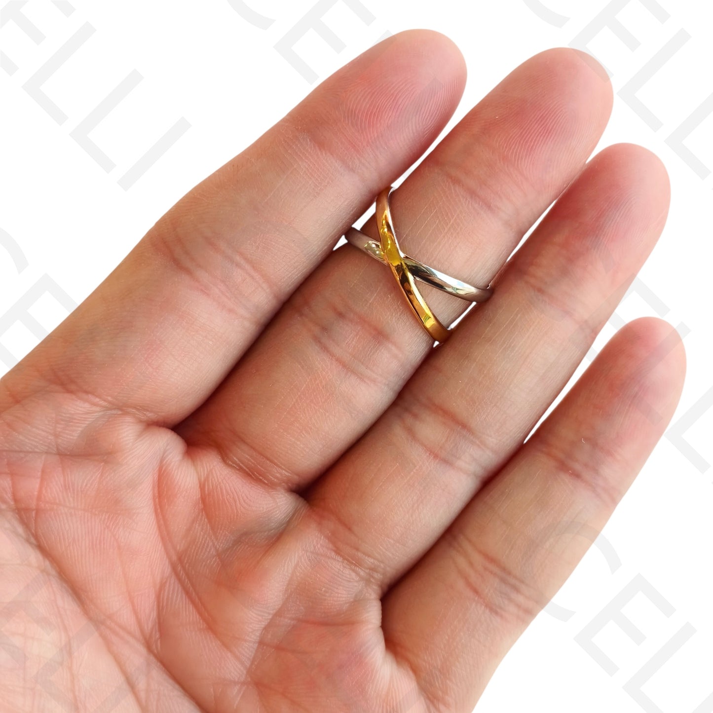 Adjustable Steel Ring - Bicolor Crossed