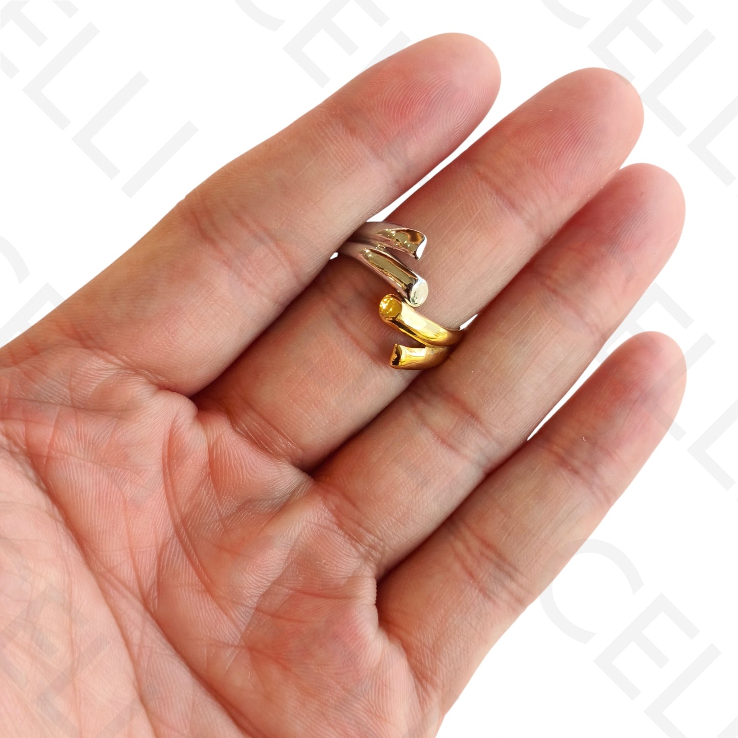 Adjustable Steel Ring - Bicolor Crossed