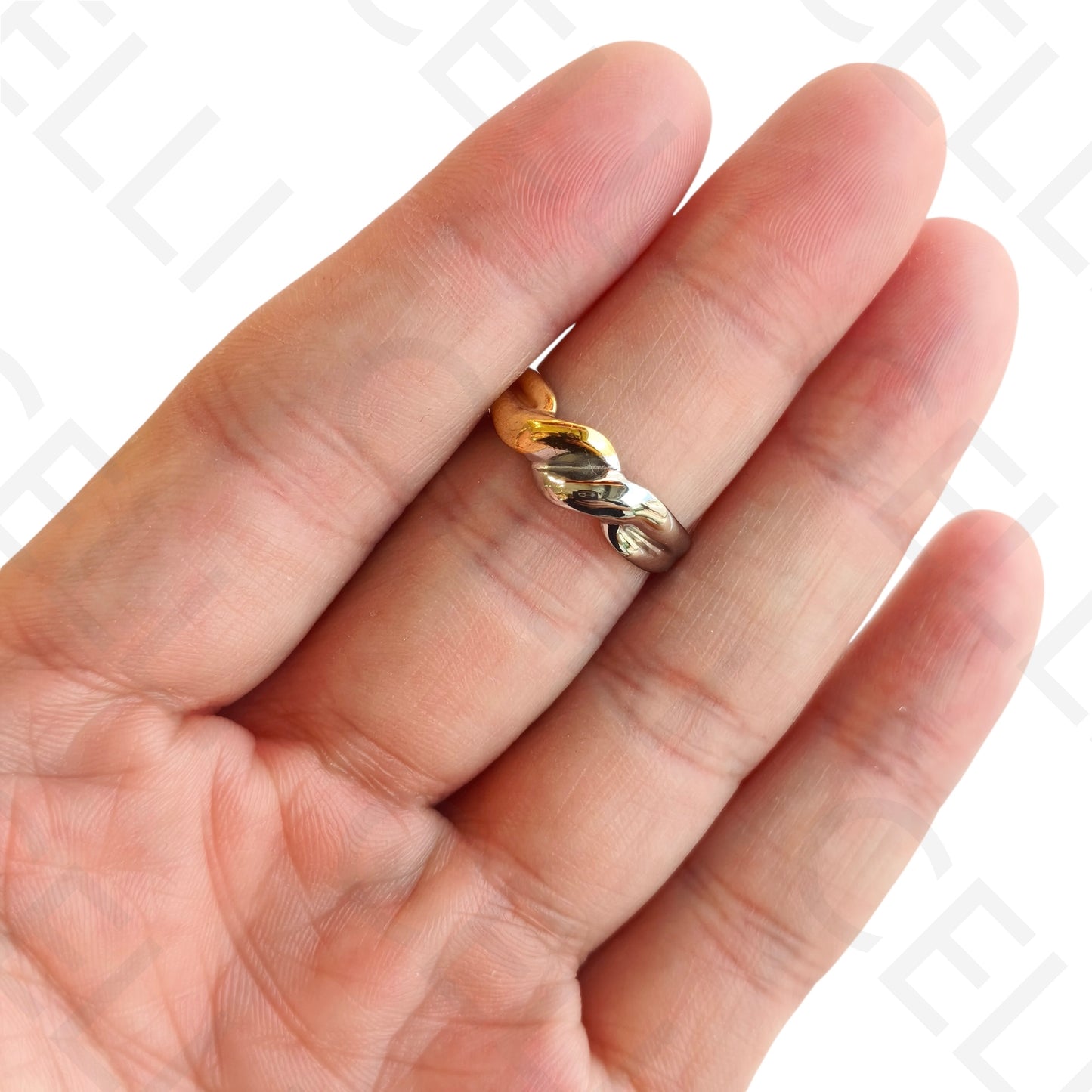 Adjustable Steel Ring - Twisted Bicolor