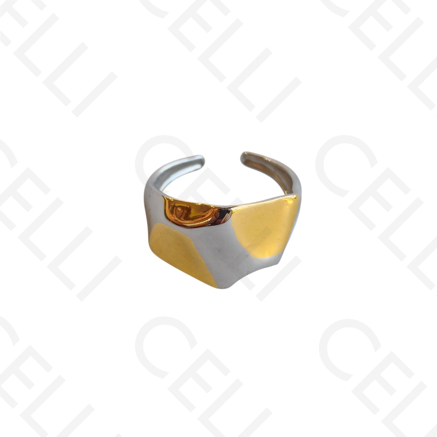 Adjustable Steel Ring - Bicolor Hammered