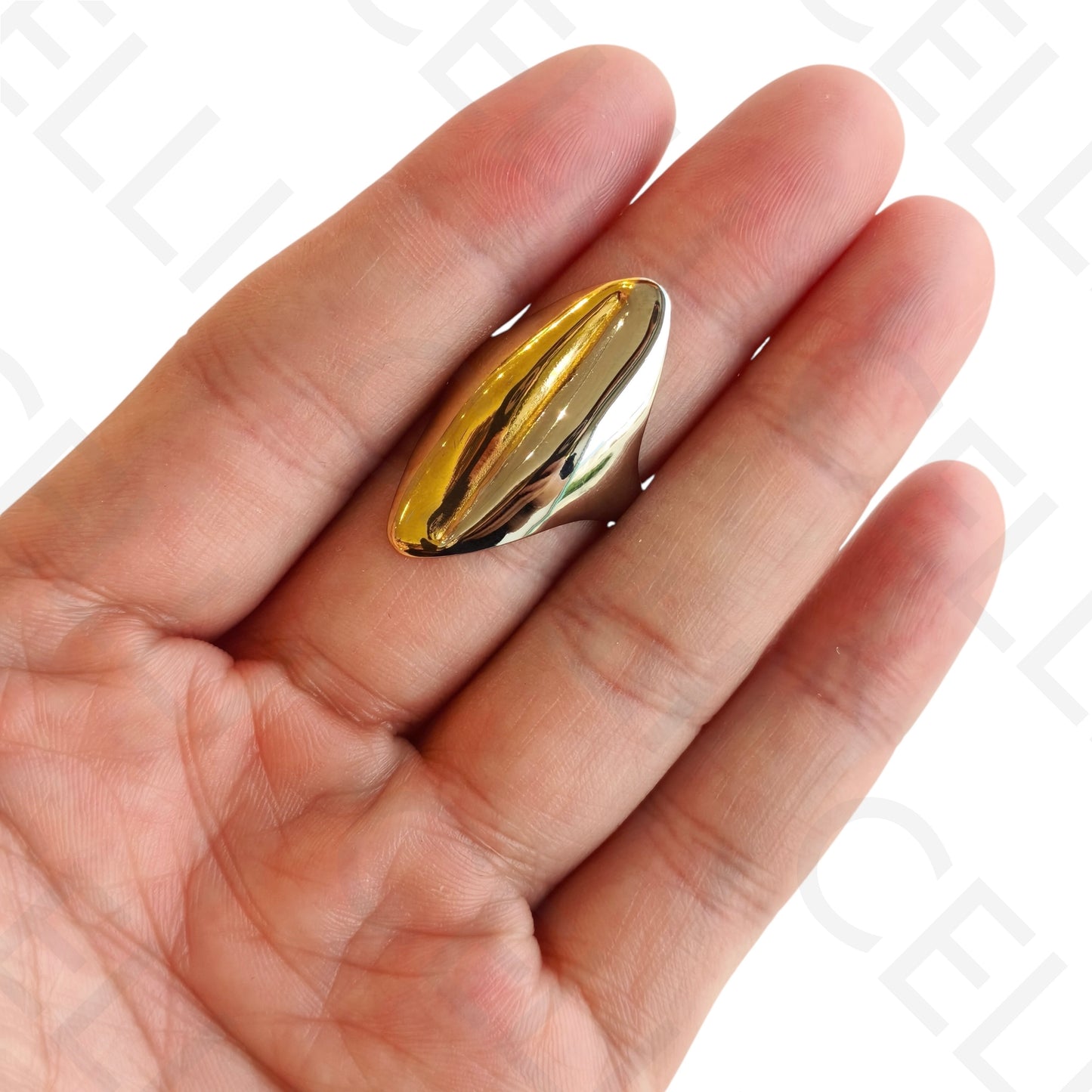 Adjustable Steel Ring - Bicolor Oval