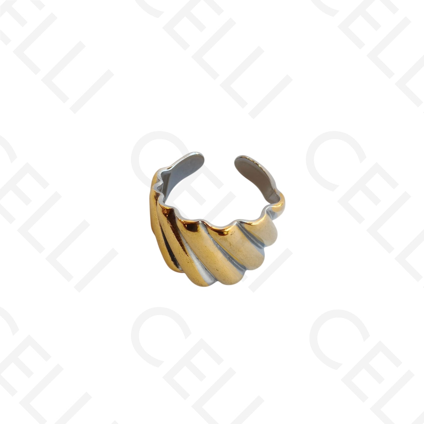 Adjustable Steel Ring - Bicolor Hammered