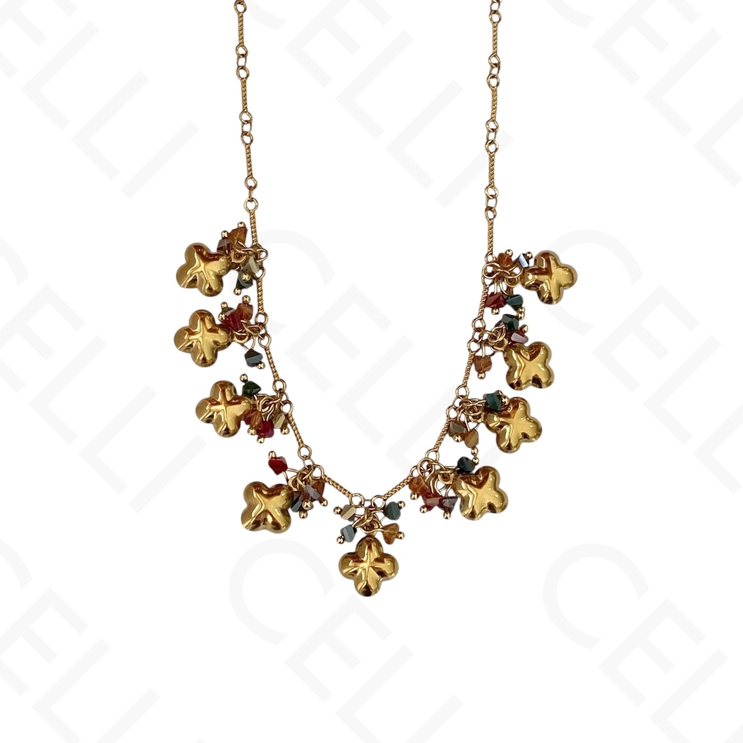 Collar de acero - piedras de colores, corazón