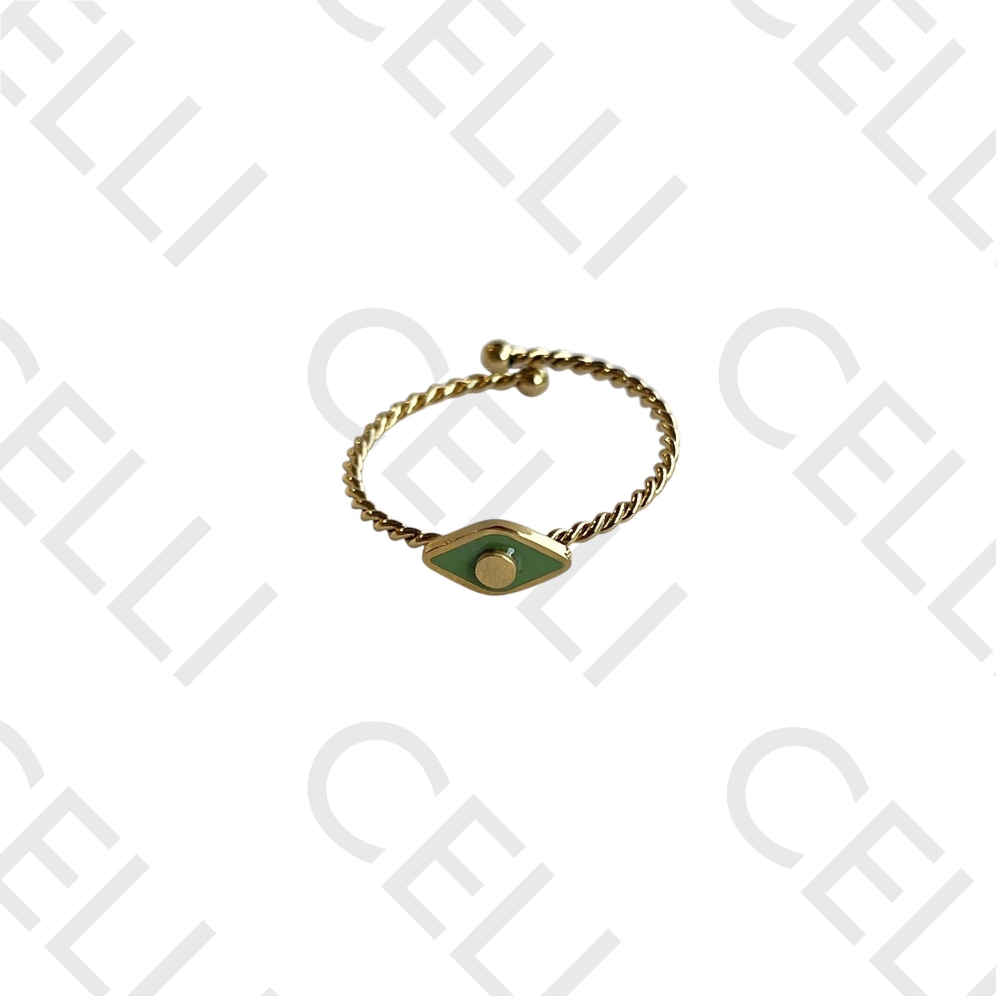 Anillo de acero - Ojo esmaltado