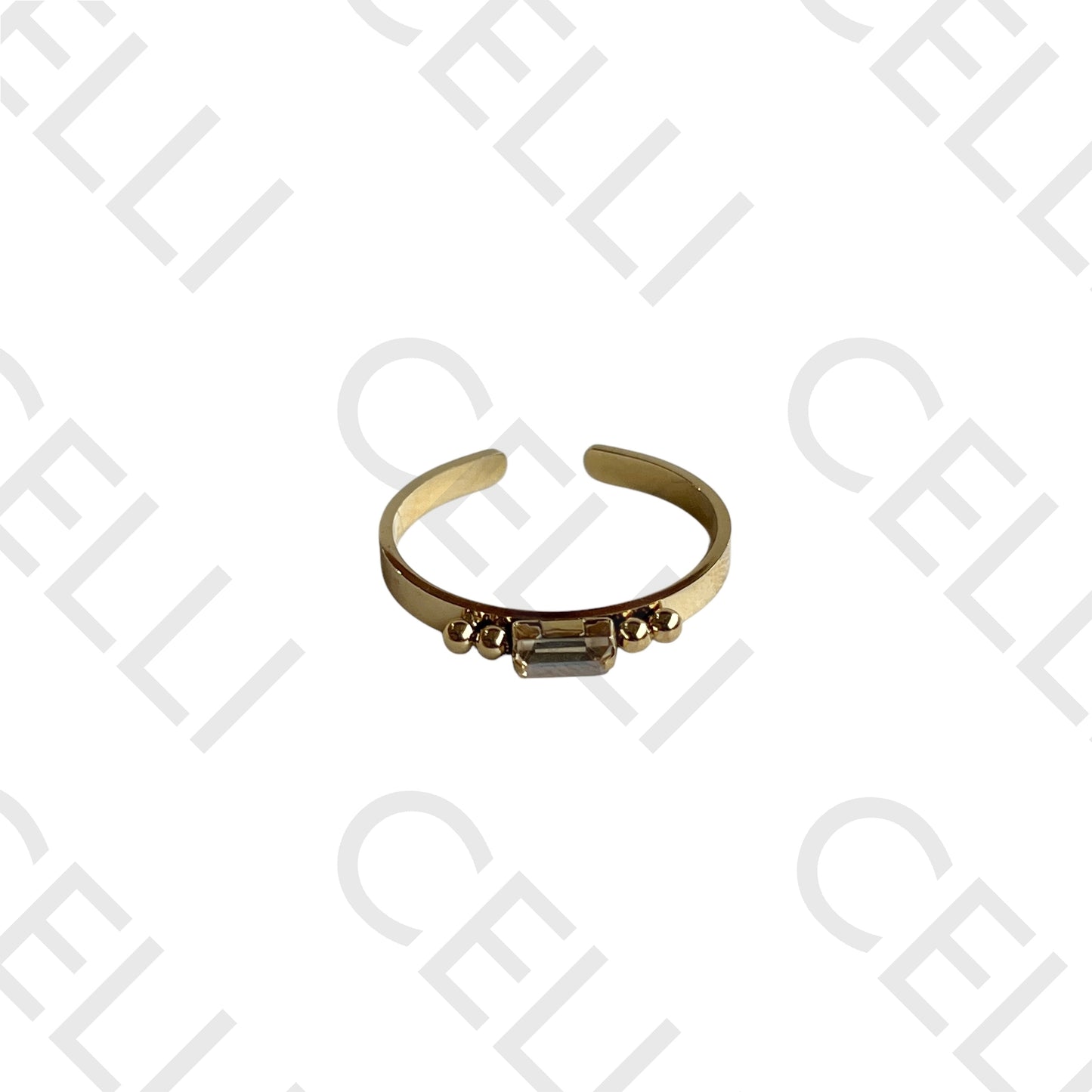 不锈钢戒指 - 闪耀矩形