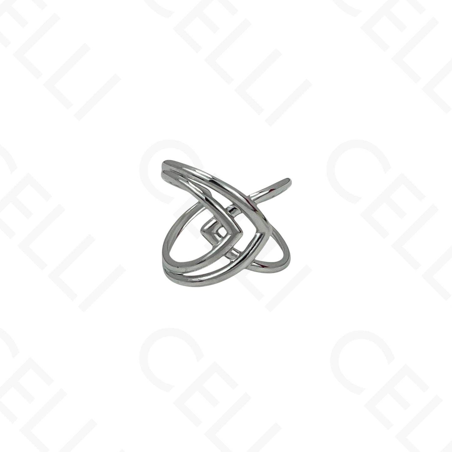 Anillo de Acero Ajustable - mini flor con brillante