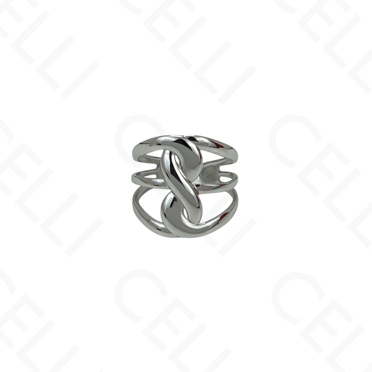 Adjustable Steel Ring - mini flower with brilliant