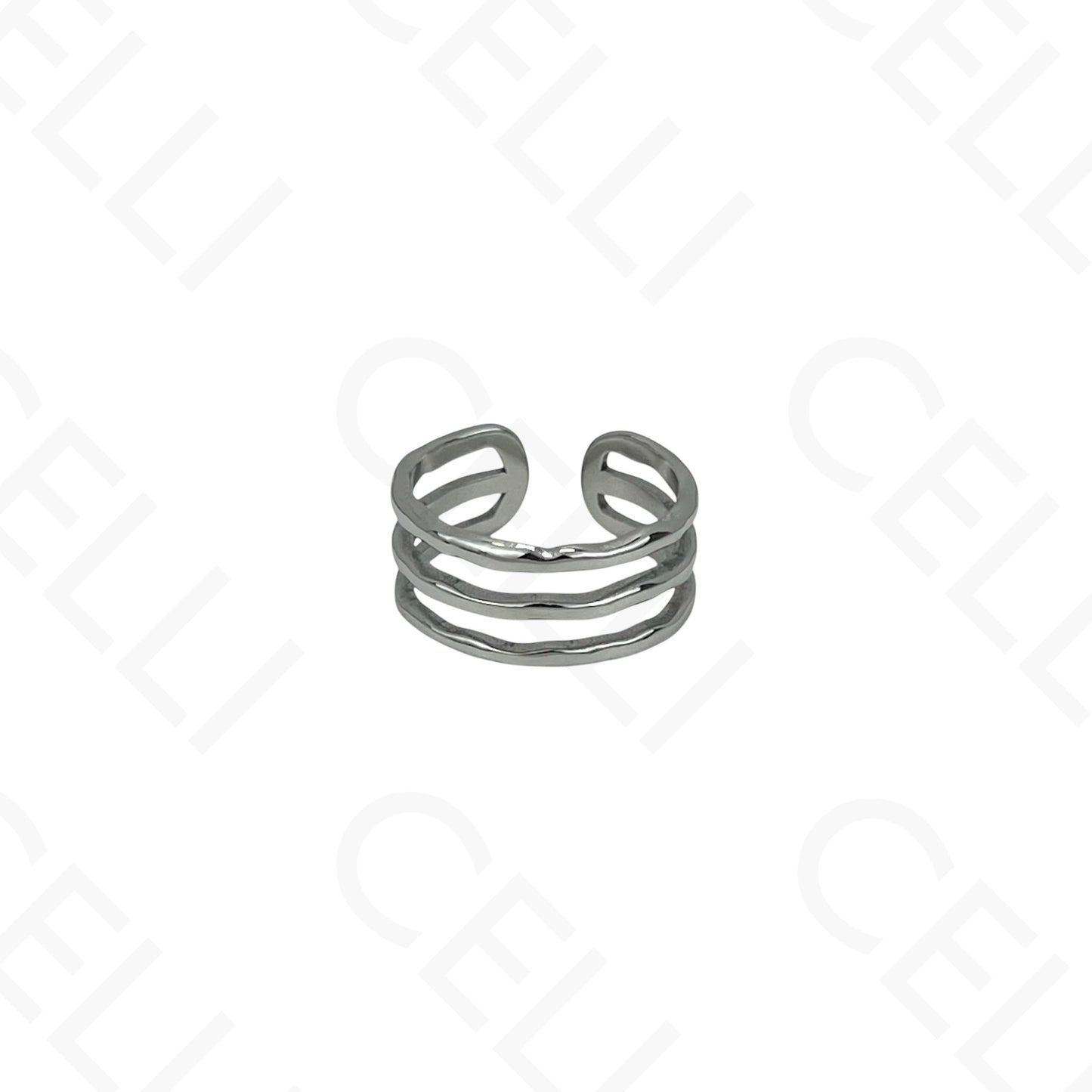 Adjustable Steel Ring - mini flower with brilliant