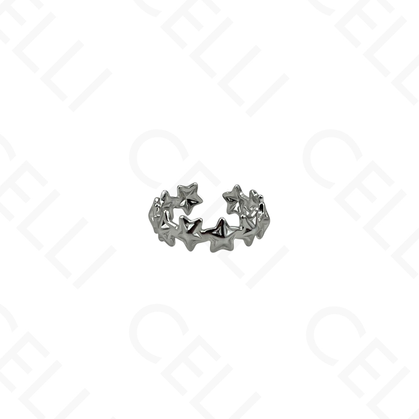 Anillo de Acero Ajustable - mini flor con brillante