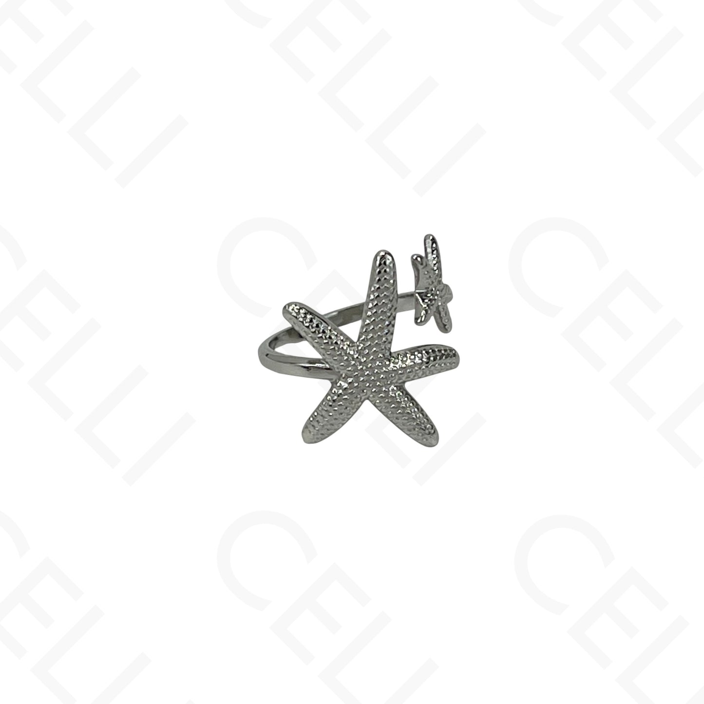 Anillo de Acero Ajustable - mini flor con brillante
