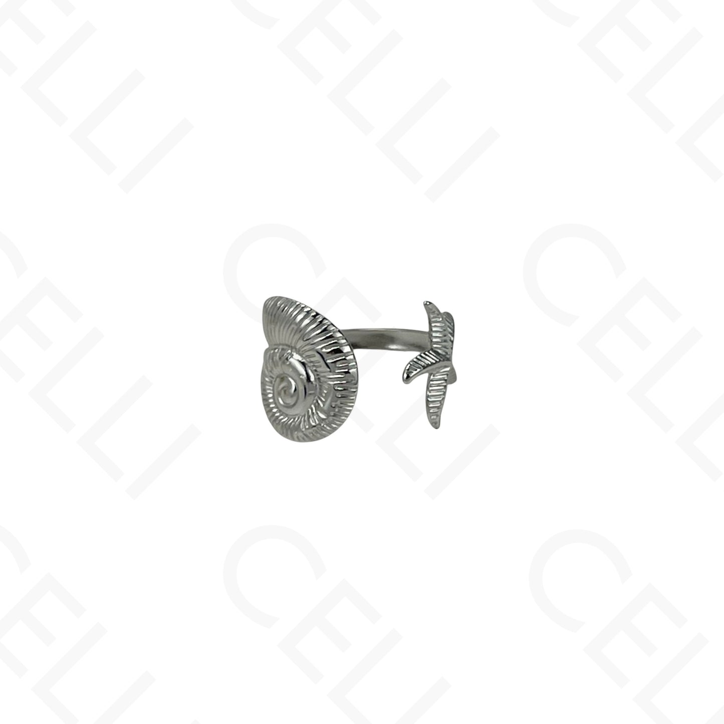 Anillo de Acero Ajustable - mini flor con brillante