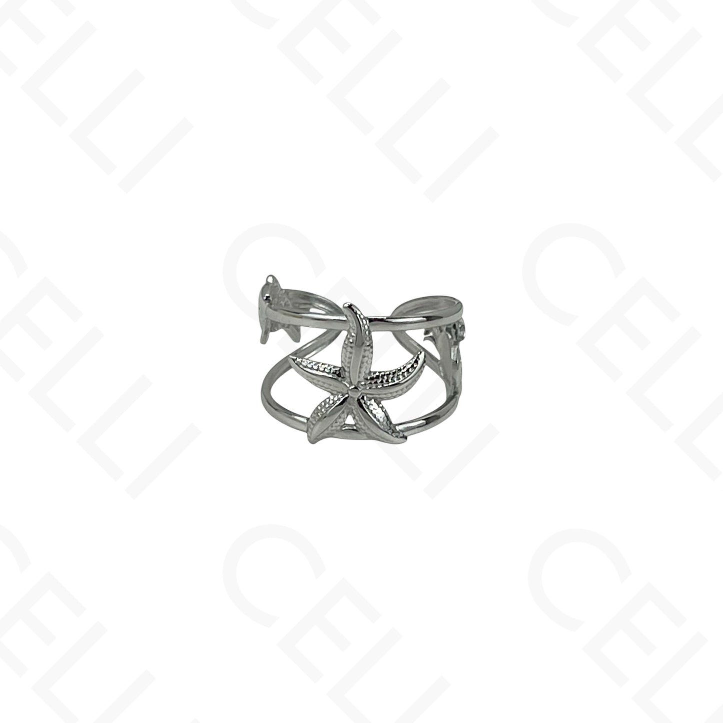 Anillo de Acero Ajustable - mini flor con brillante