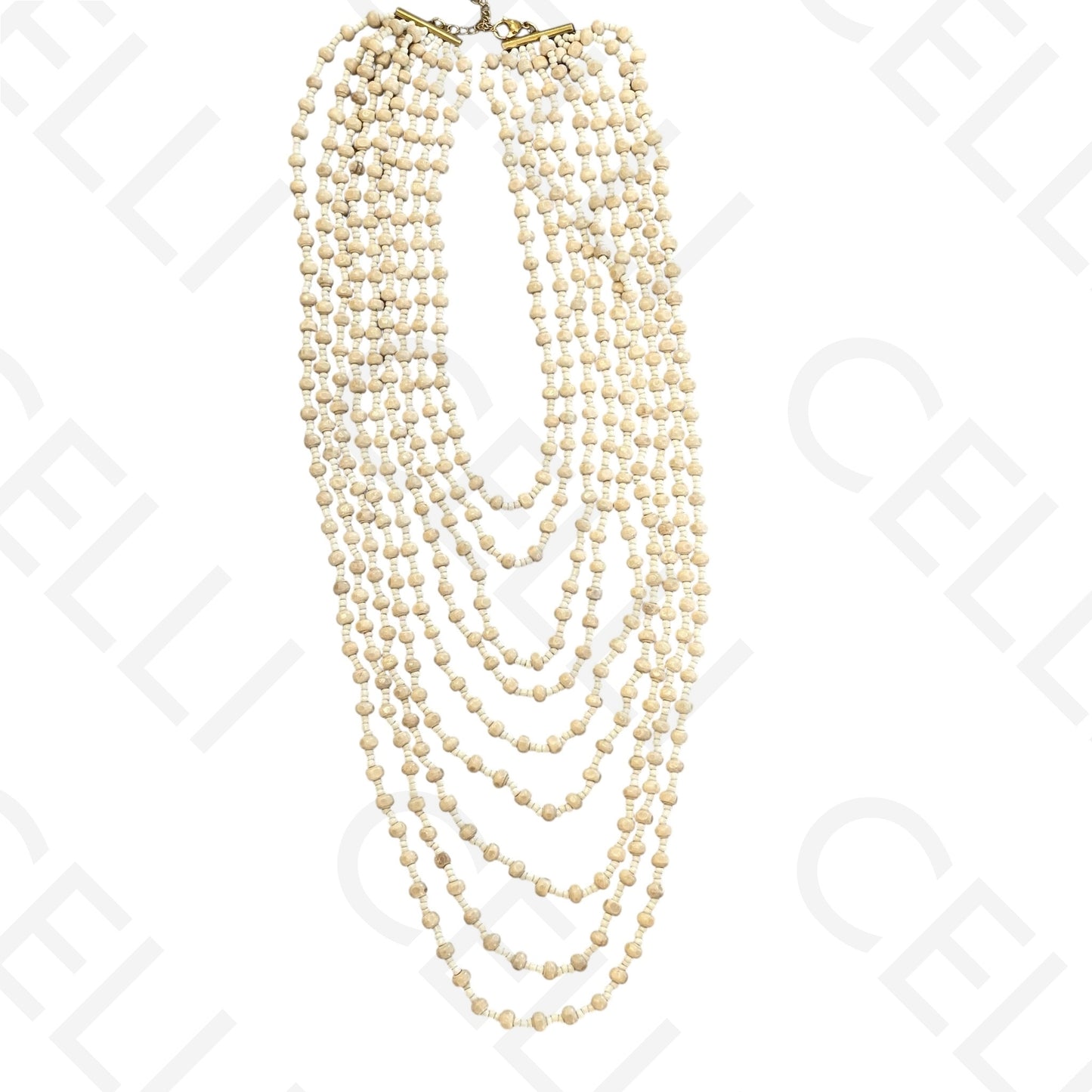 Colar de moda - multi fio com contas de madeira