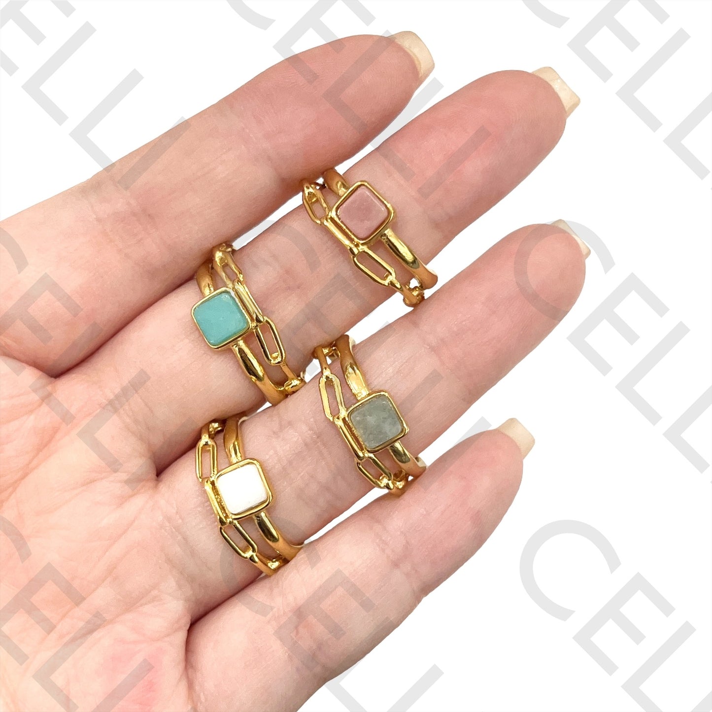 Steel Ring - with natural stone