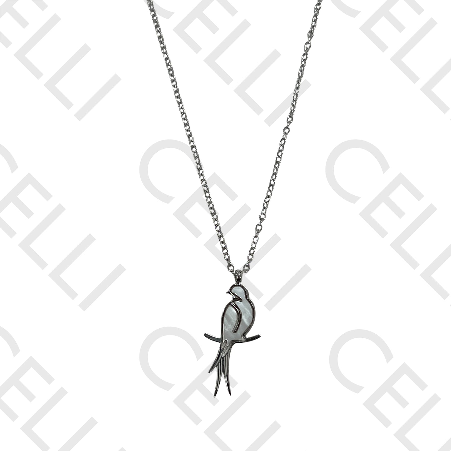 Colar/Brinco de aço - pássaro