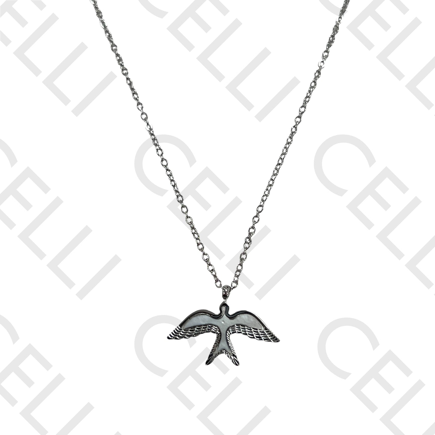 Colar/Brinco de aço - pássaro