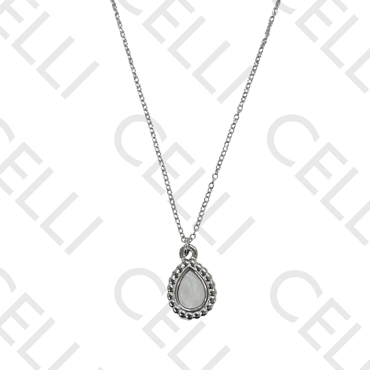 Steel Necklace - Drop with Mother-of-Pearl