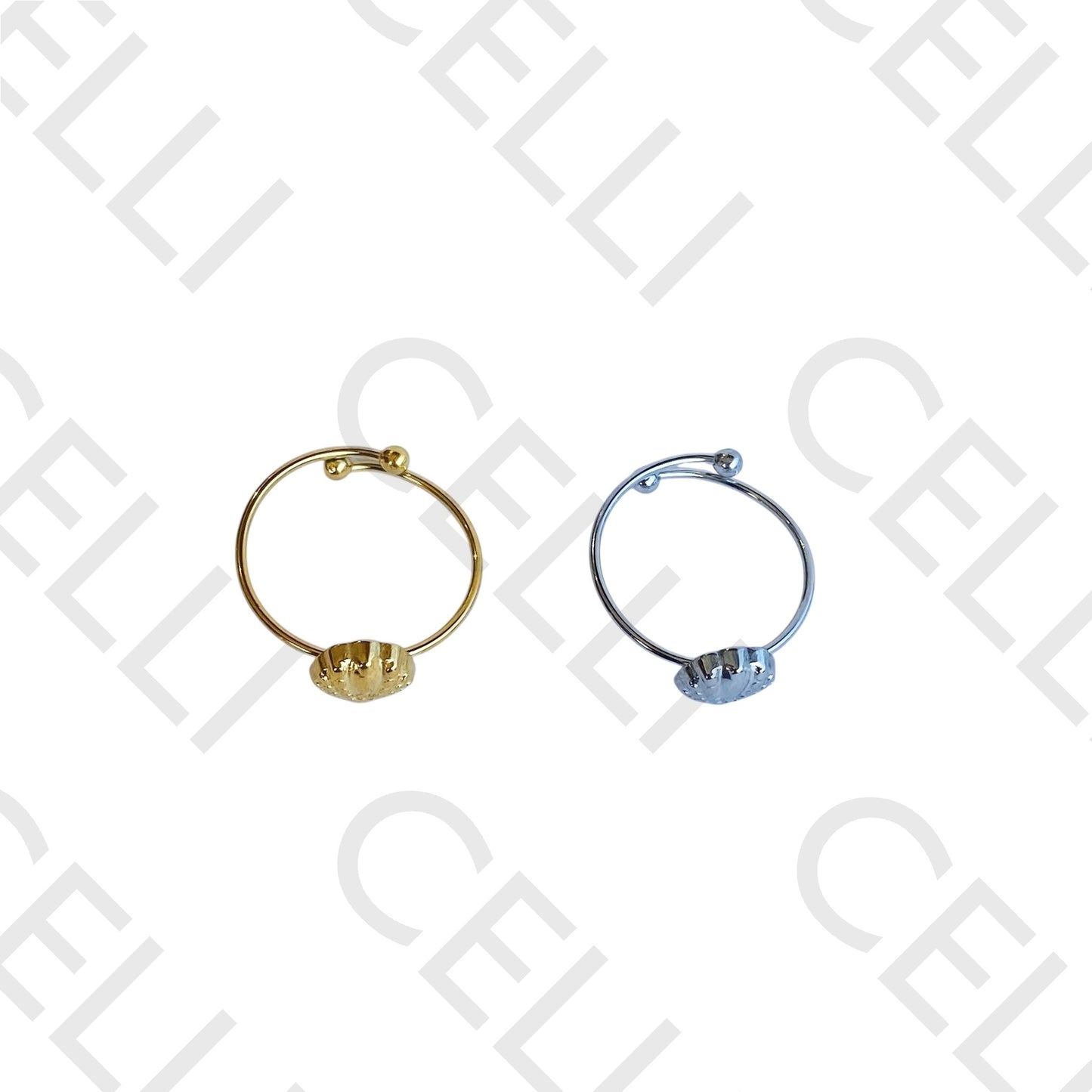 Anel de Aço - concha martelada