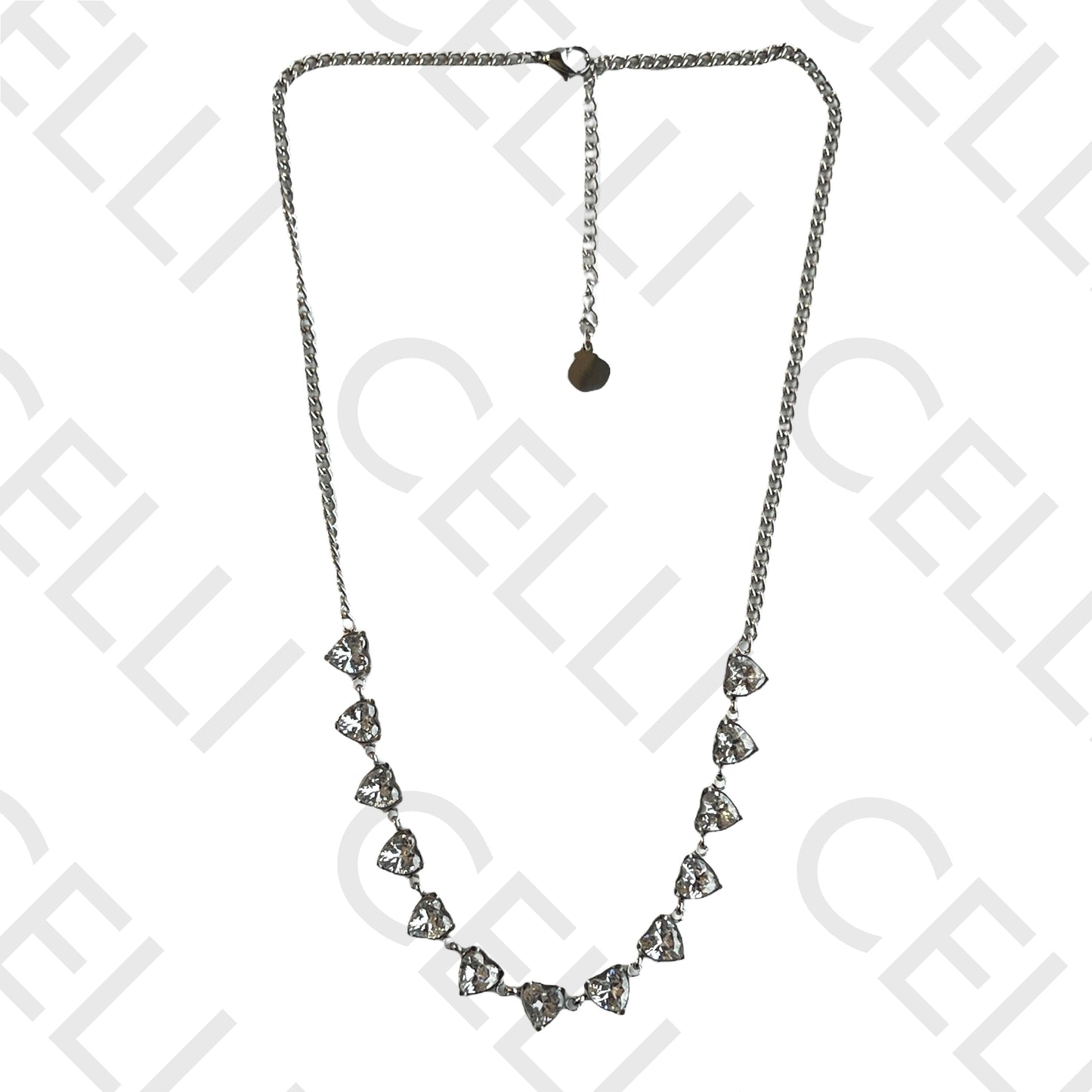 不锈钢项链/手链 - 镶锆石心形吊坠