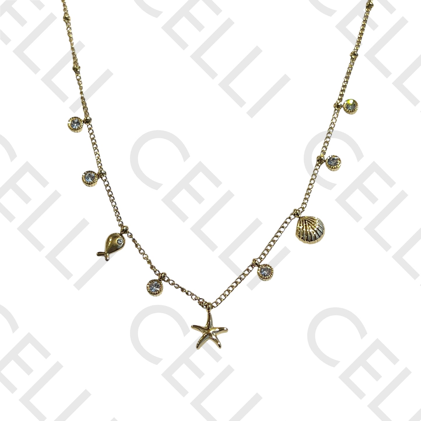 Colar de aço - medalhinhas tema mar