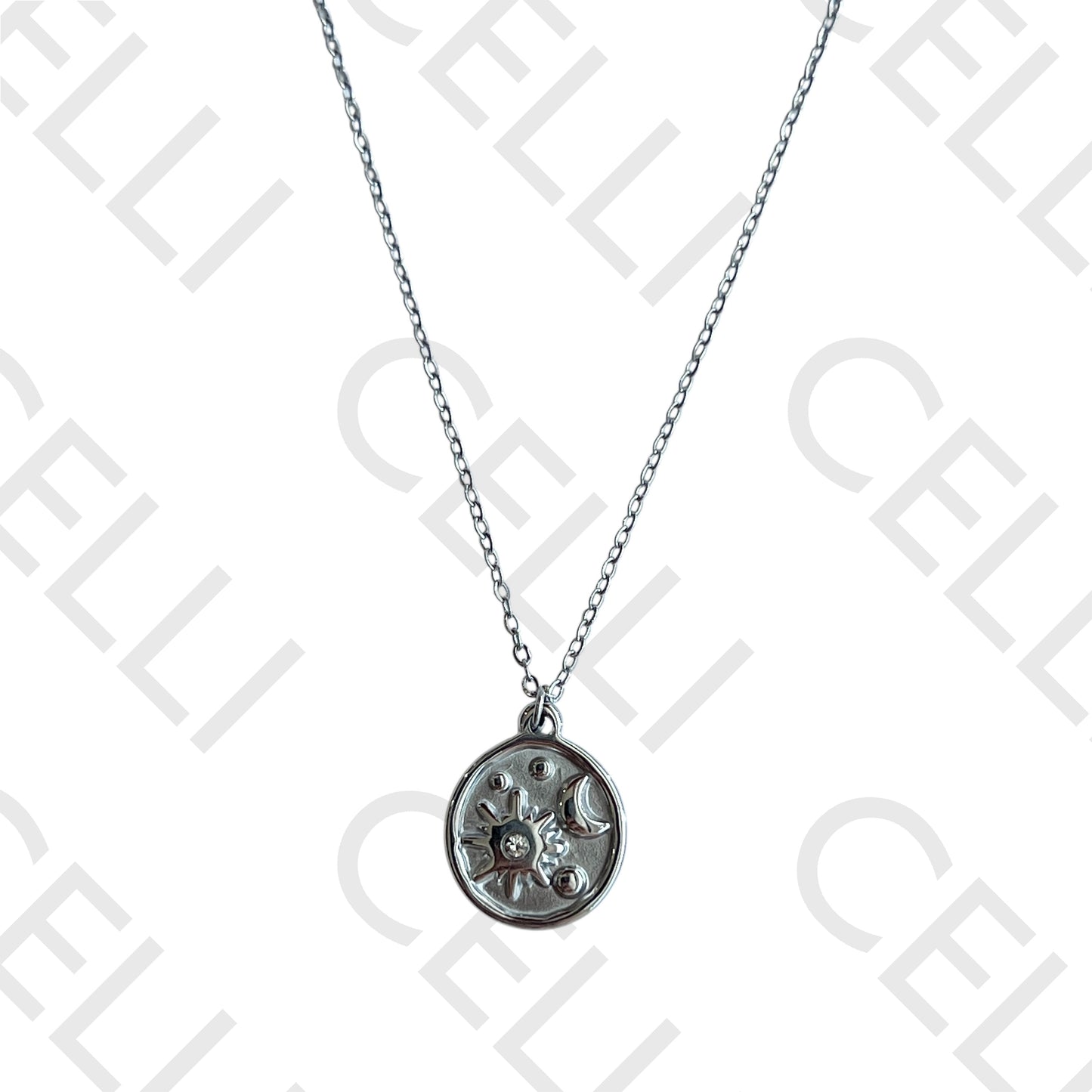 Steel Necklace - Sun and Moon with Brilliant Finish