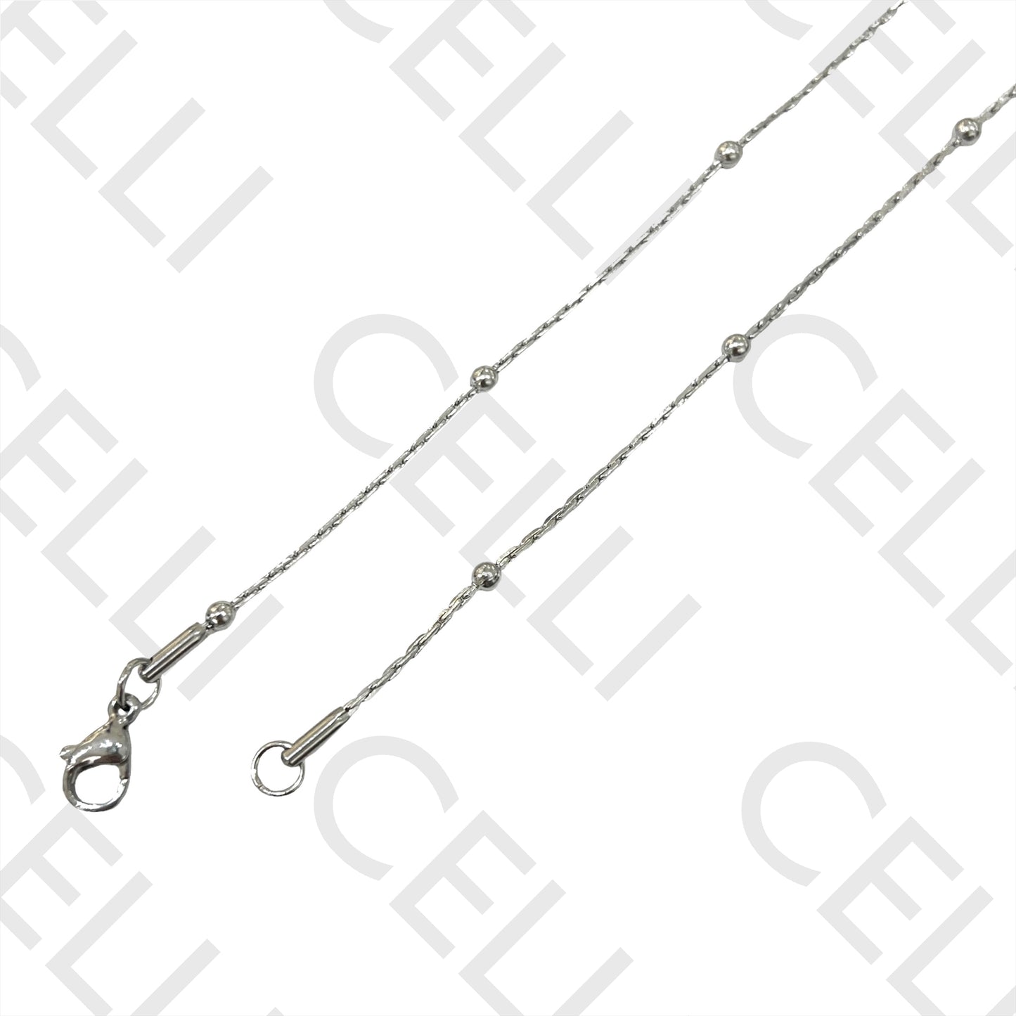 Colar de Aço Simples - malha detalhada com bolinhas