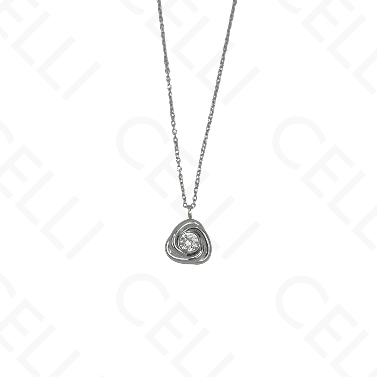 Steel Necklace - Triangular with Rhinestone