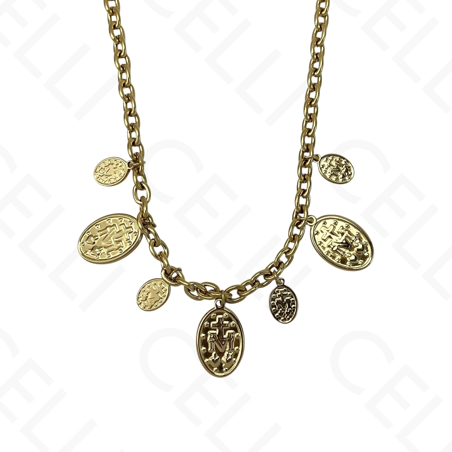 Steel necklace - 7 saint medals