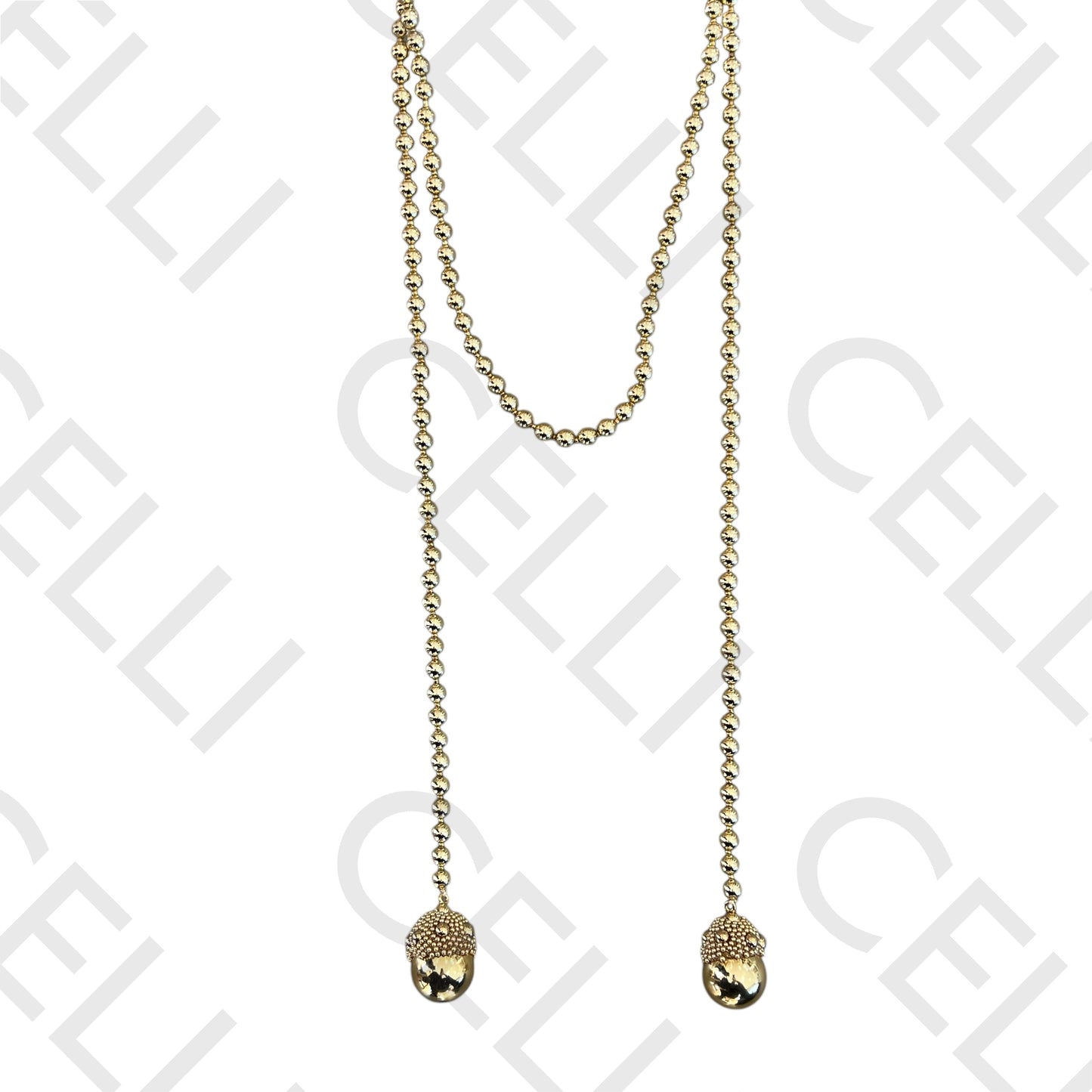 Colar de moda - comprido tipo cachecol com pendente belota