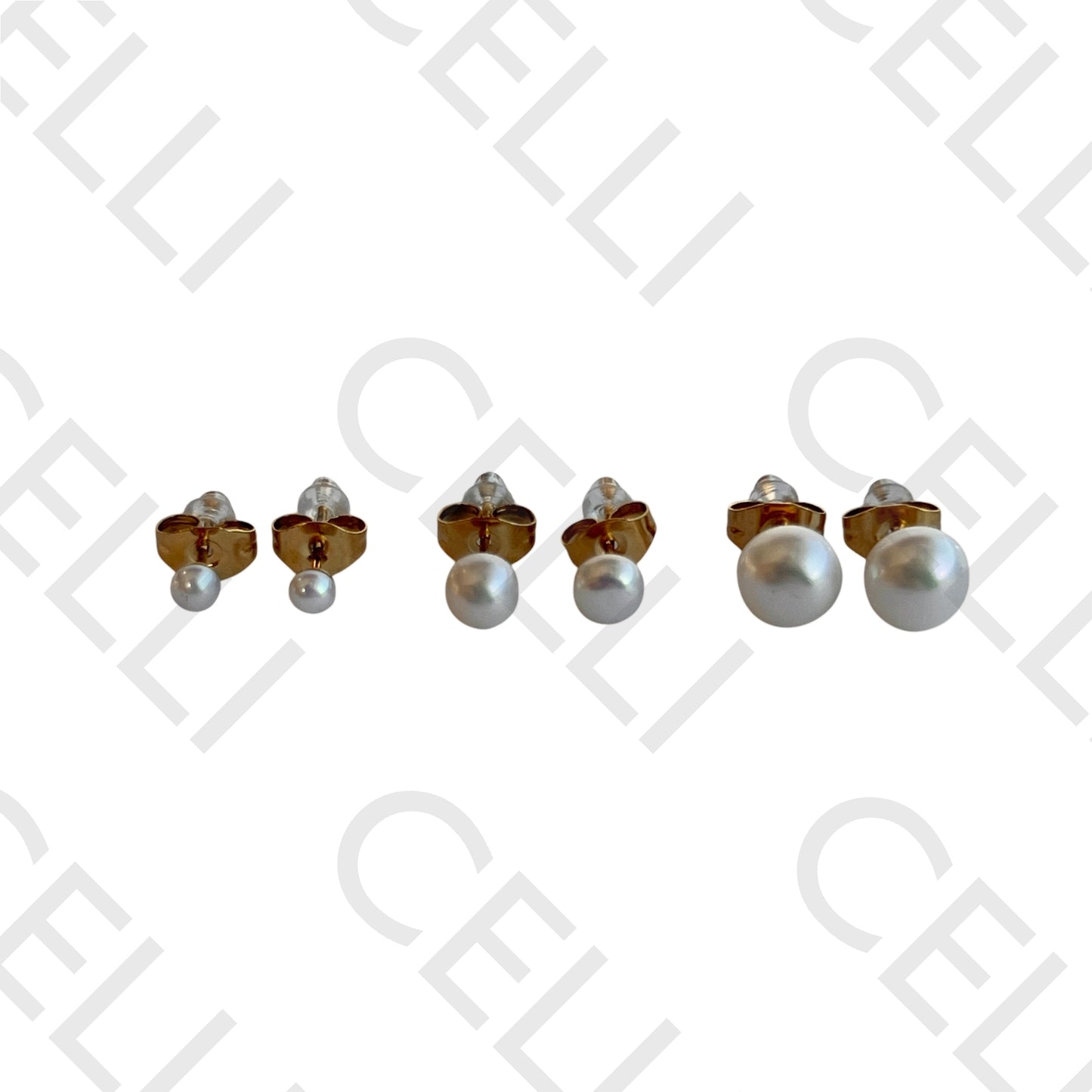 钢制耳环 - 天然珍珠