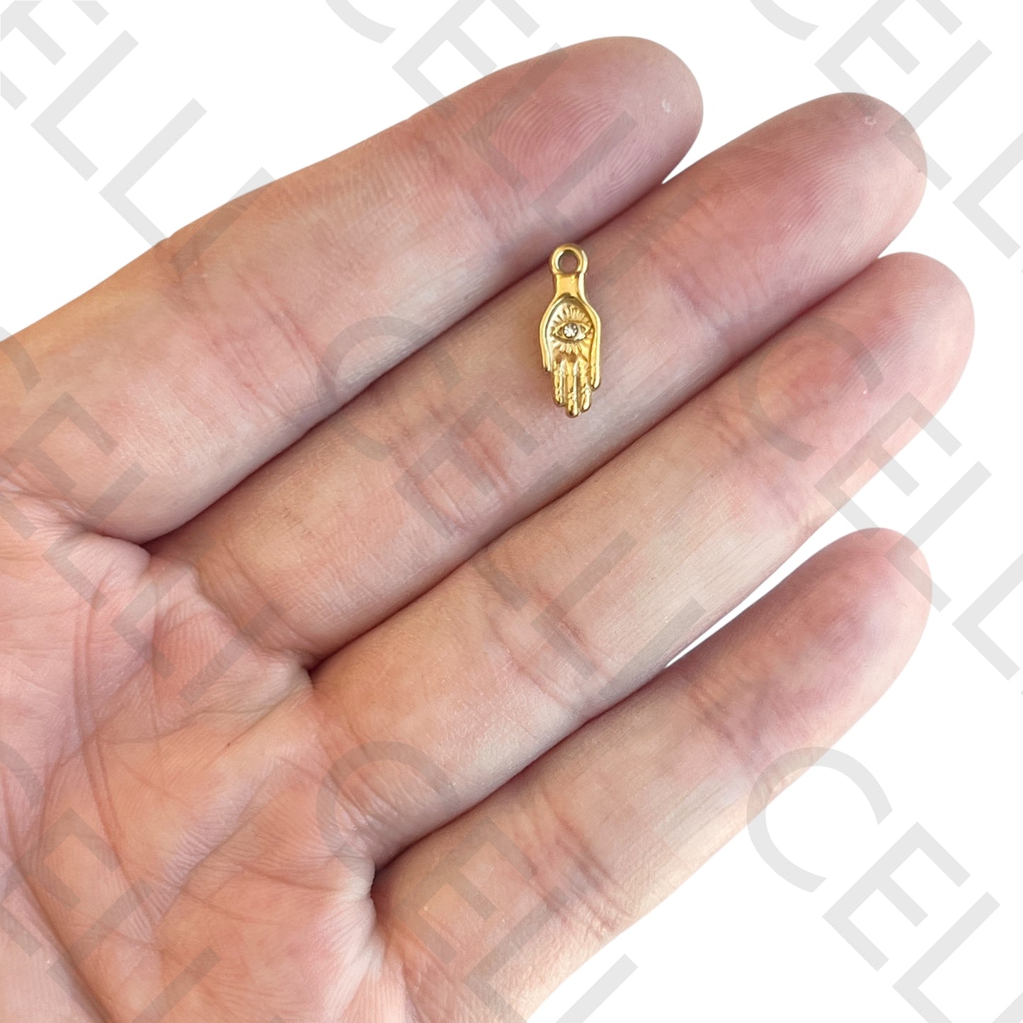 Medalha de Aço - mão com brilhante (2 und.)