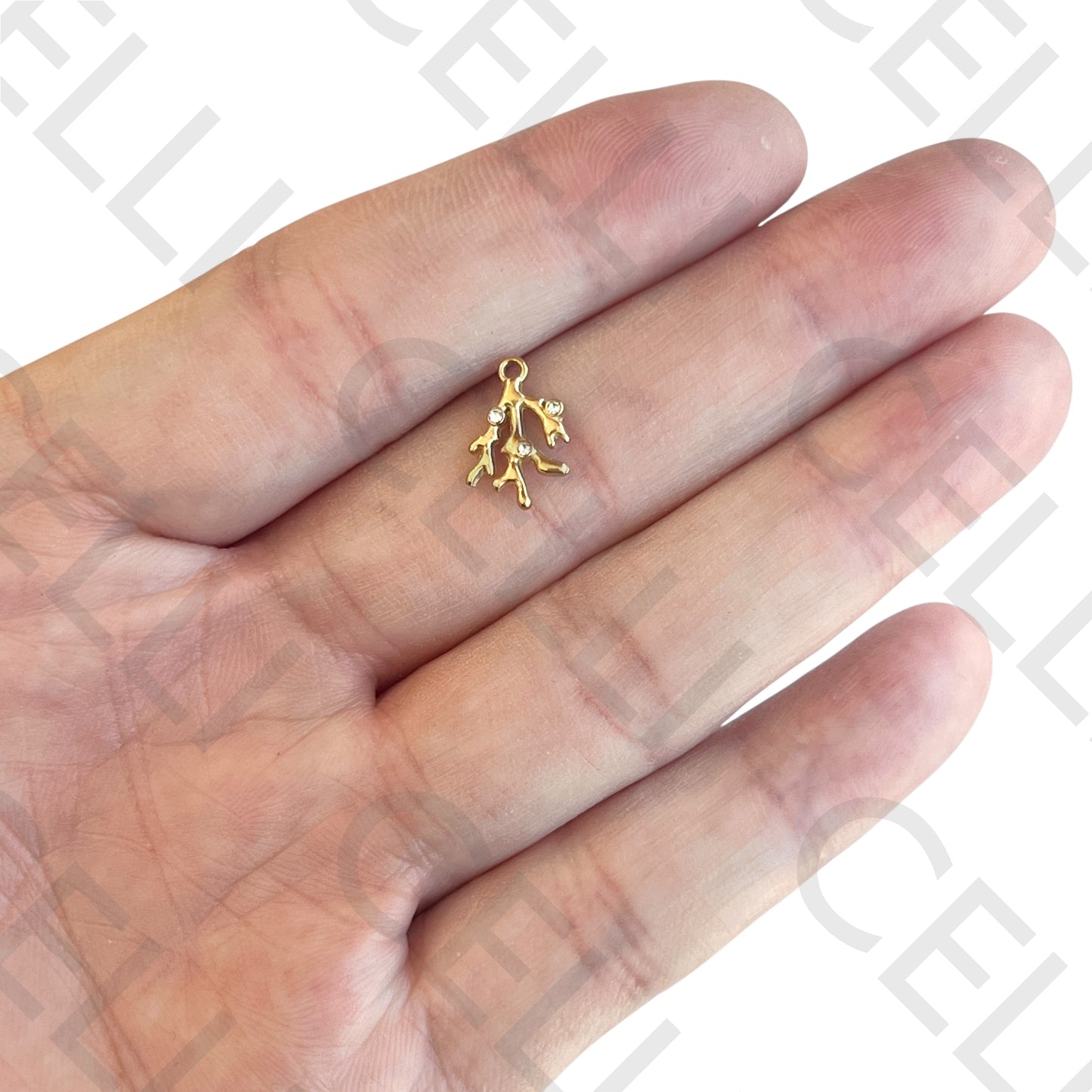 Medalha de Aço - coral com brilhante (2 und.)