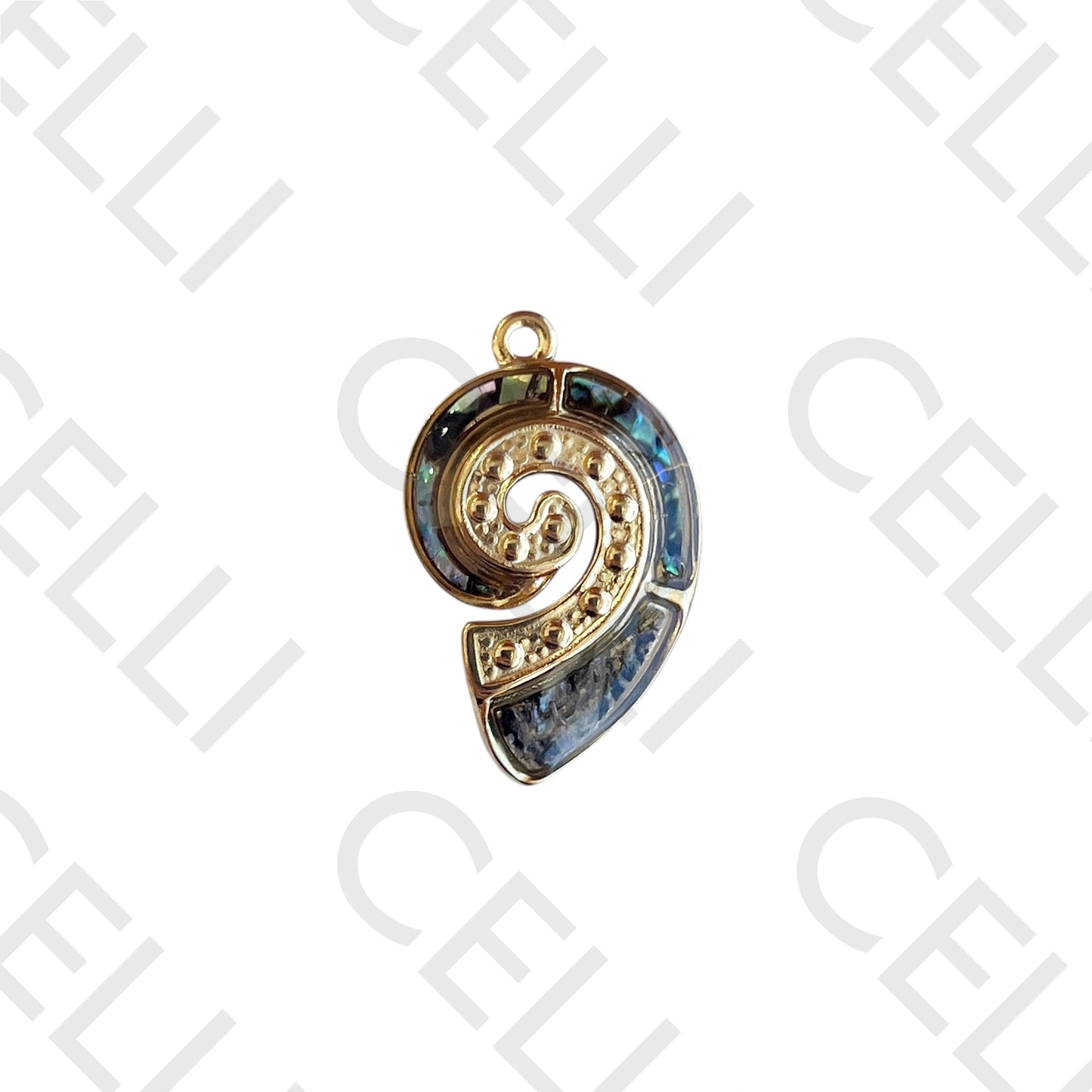 Medalha de Aço - búzio com madrepérola natural (1 und.)