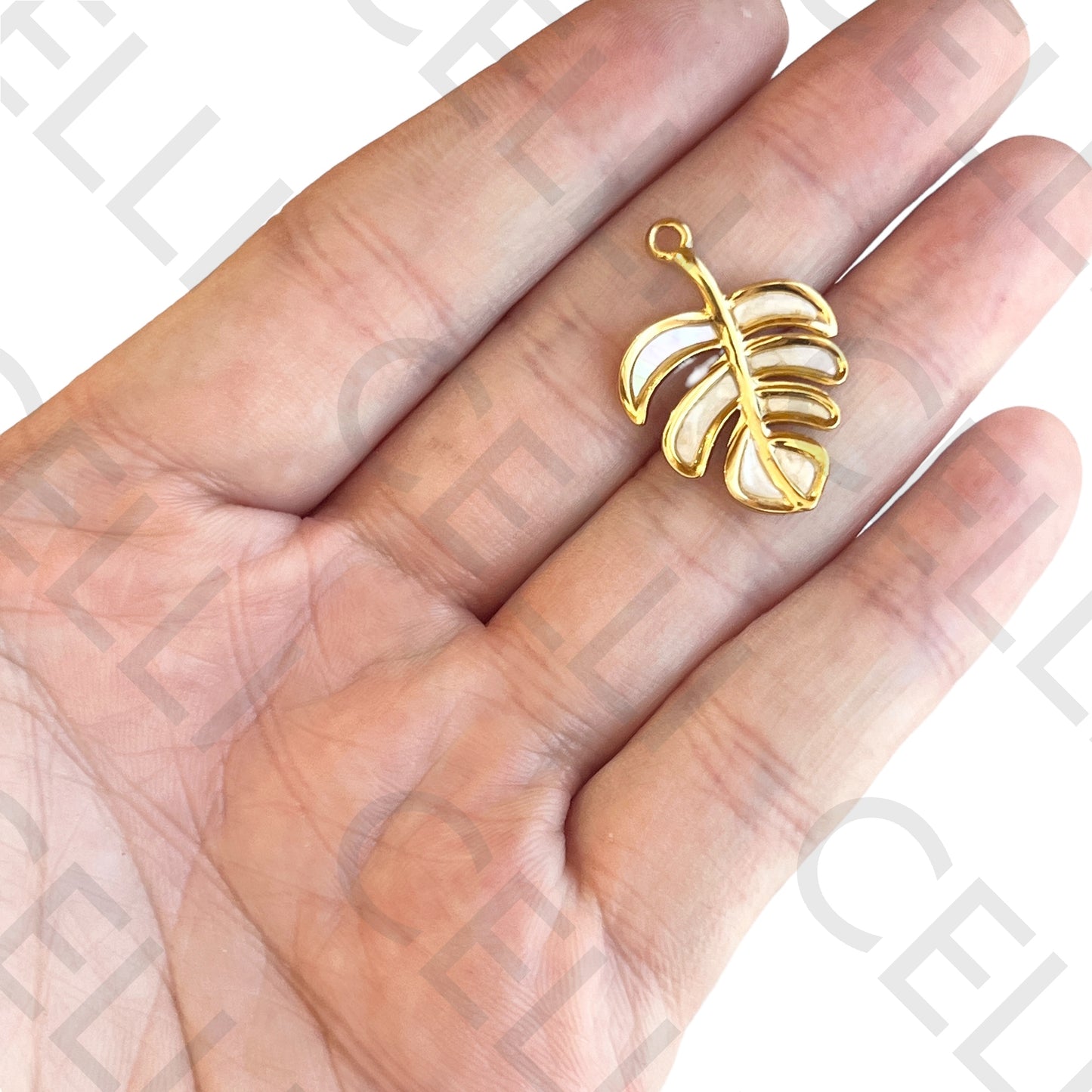 Medalha de Aço - folha com madrepérola natural (1 und.)