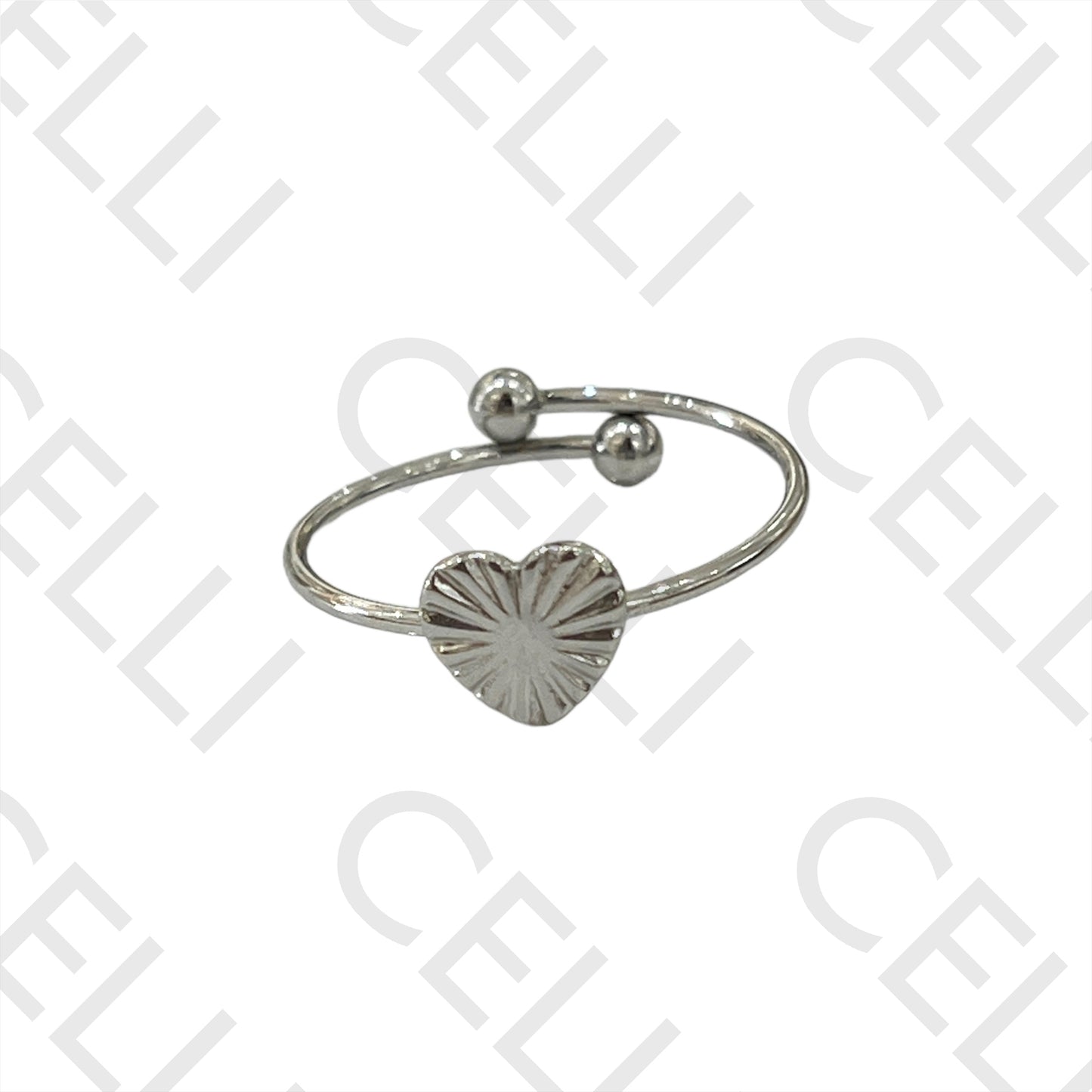 Anillo de acero - corazón detallado