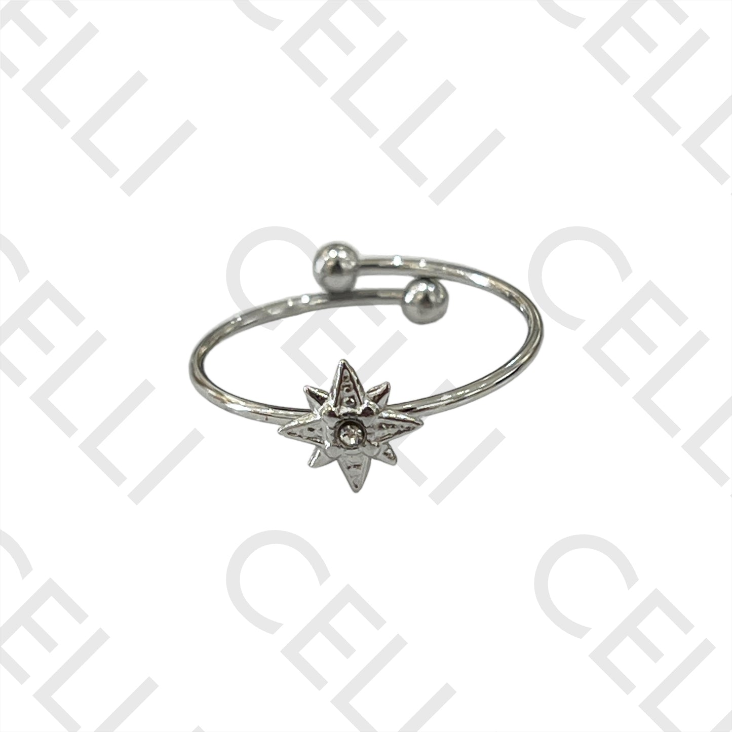 Steel Ring - North Star with Brilliant