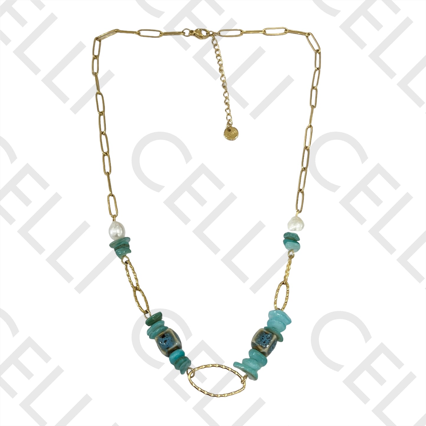 不锈钢项链 - 天然宝石