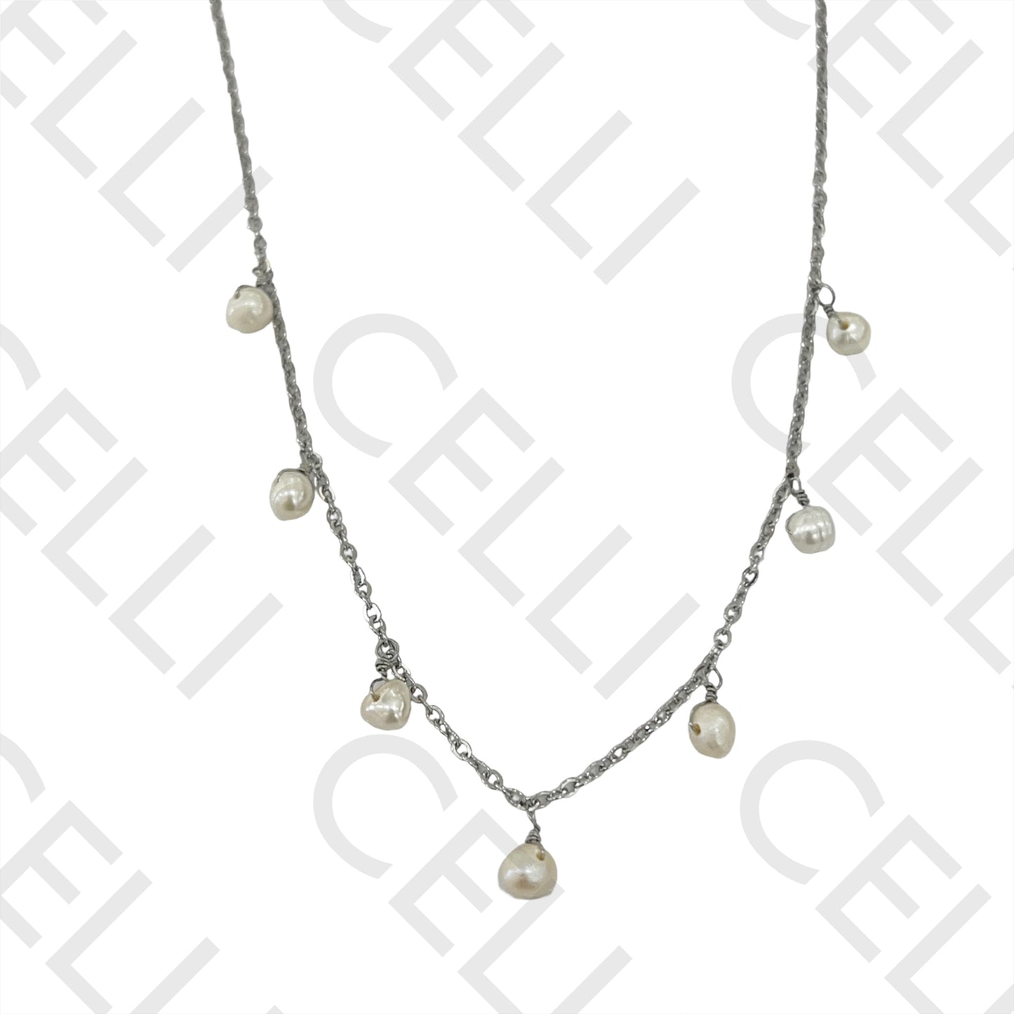 不锈钢项链 - 淡水珍珠