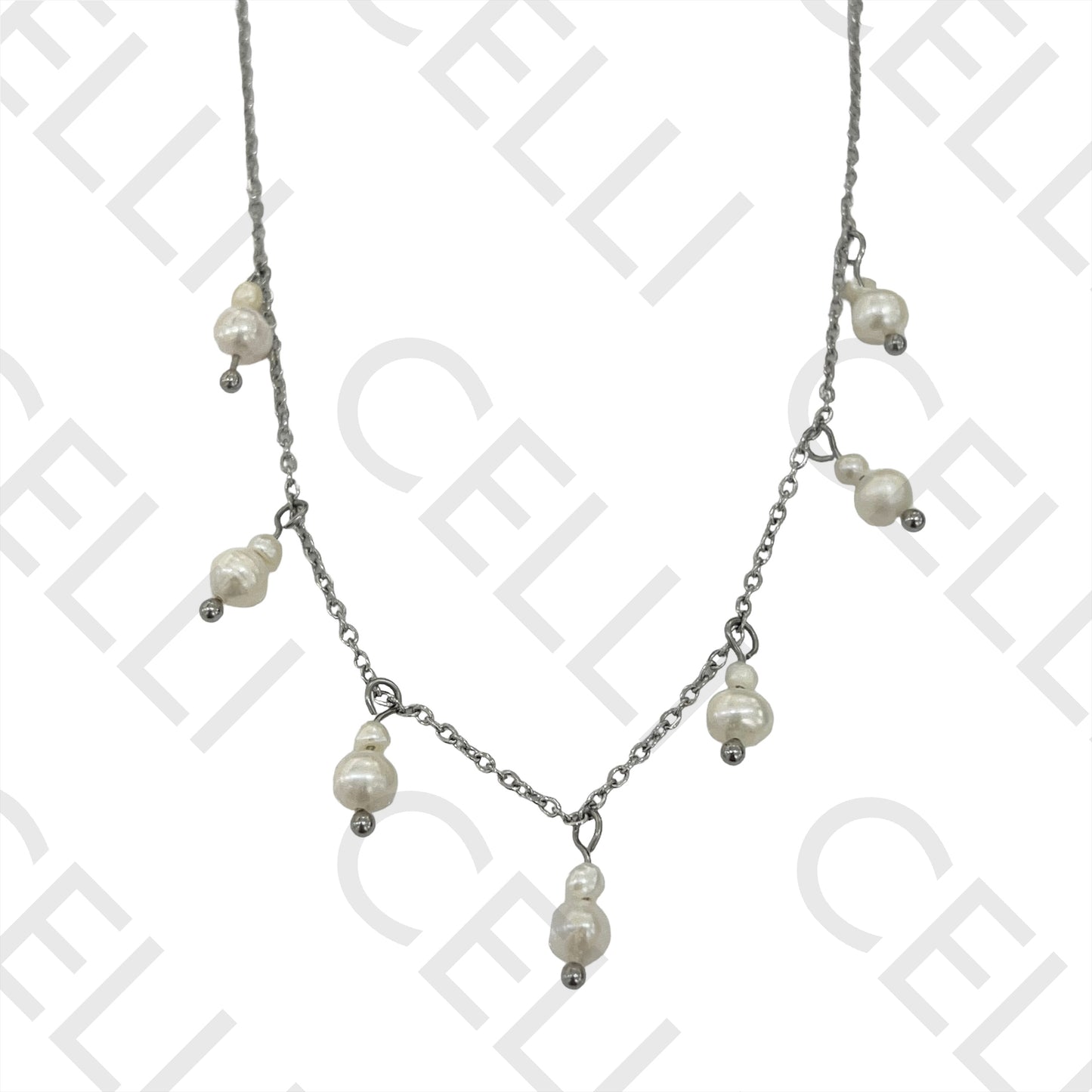 Colar de Aço - pérolas de água doce