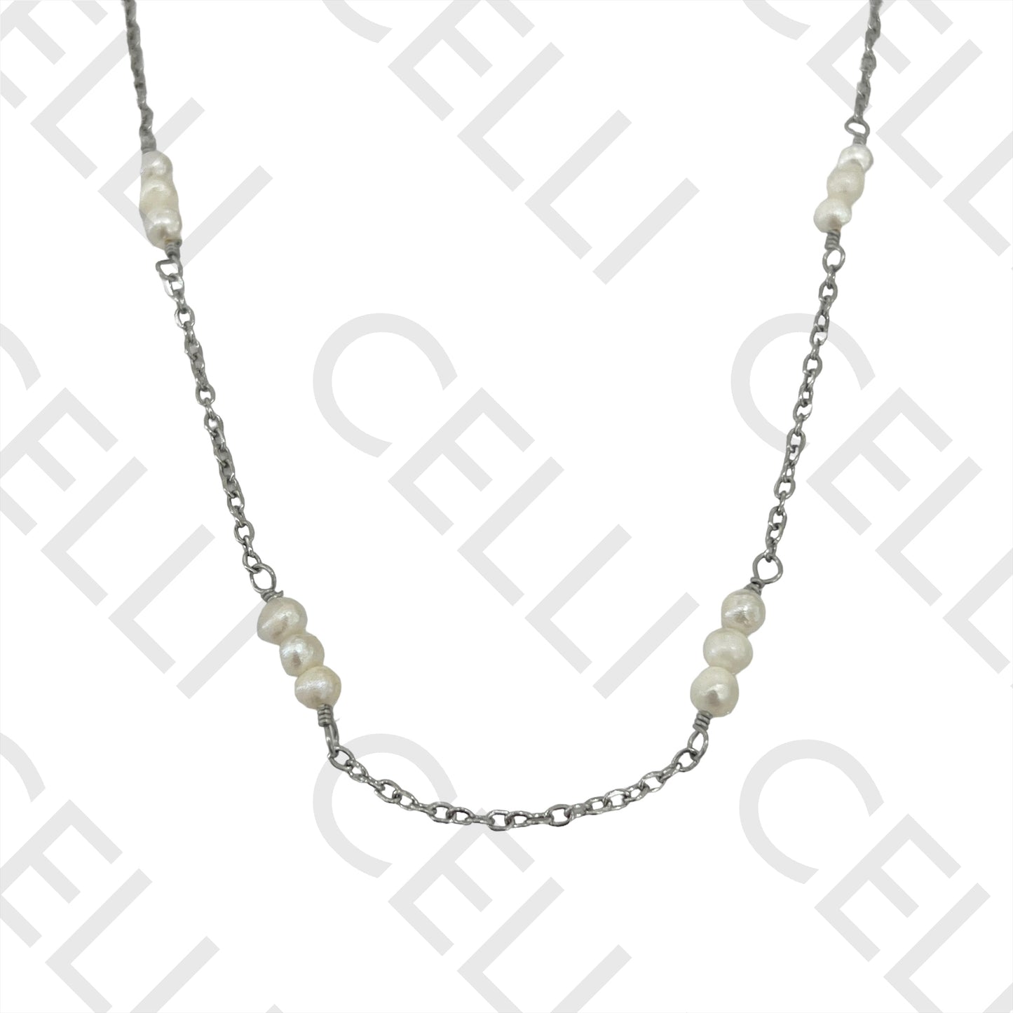 不锈钢项链 - 淡水珍珠