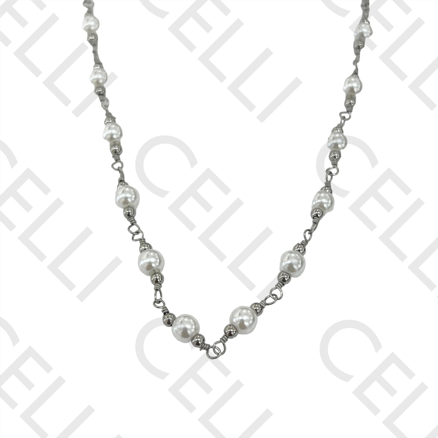 Colar de Aço - pérolas