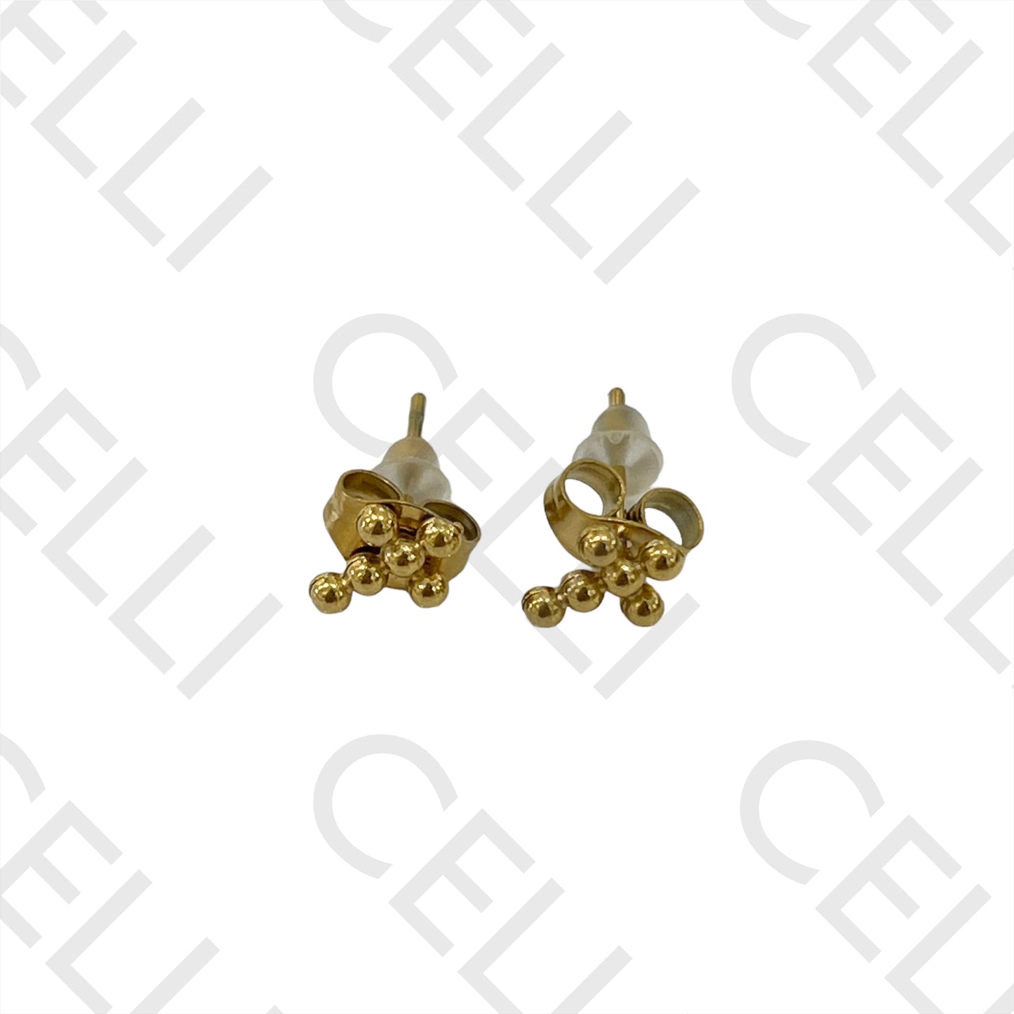 Steel Earring with Charm - Cross with Dots